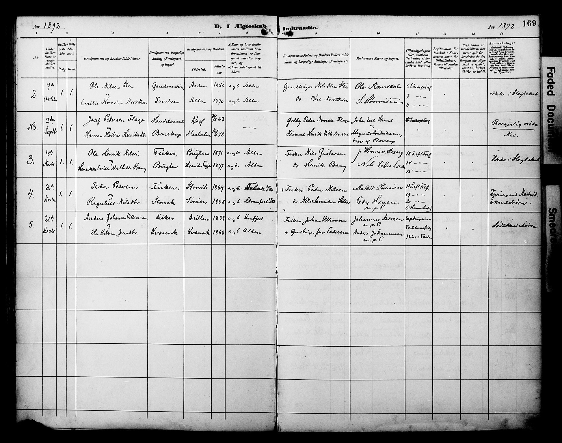 Alta sokneprestkontor, SATØ/S-1338/H/Ha/L0003.kirke: Parish register (official) no. 3, 1892-1904, p. 169
