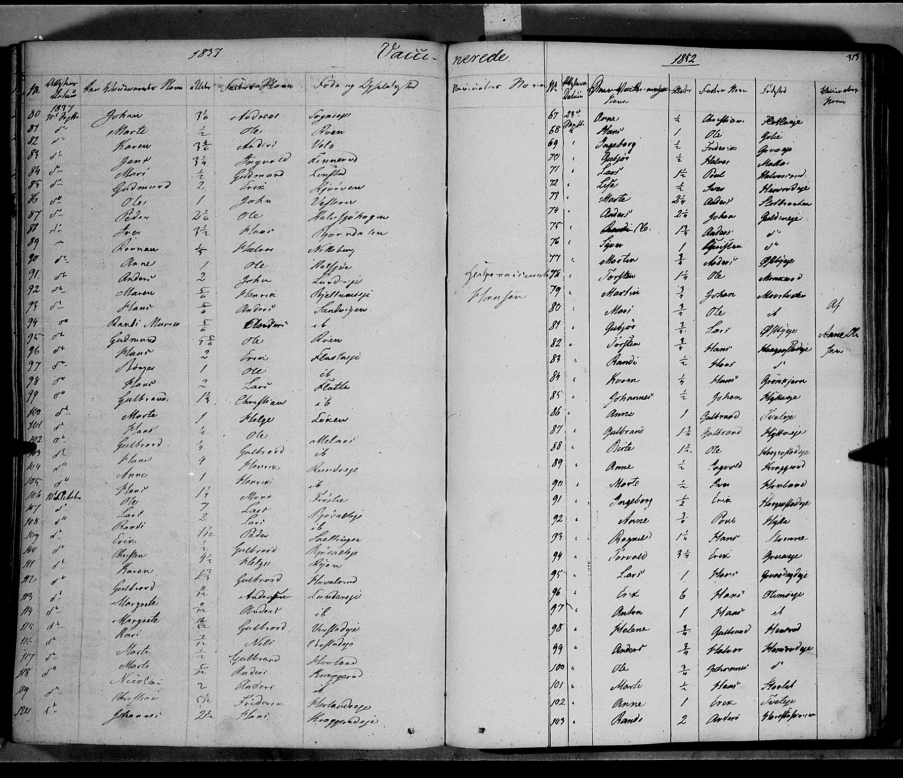 Jevnaker prestekontor, AV/SAH-PREST-116/H/Ha/Haa/L0006: Parish register (official) no. 6, 1837-1857, p. 313