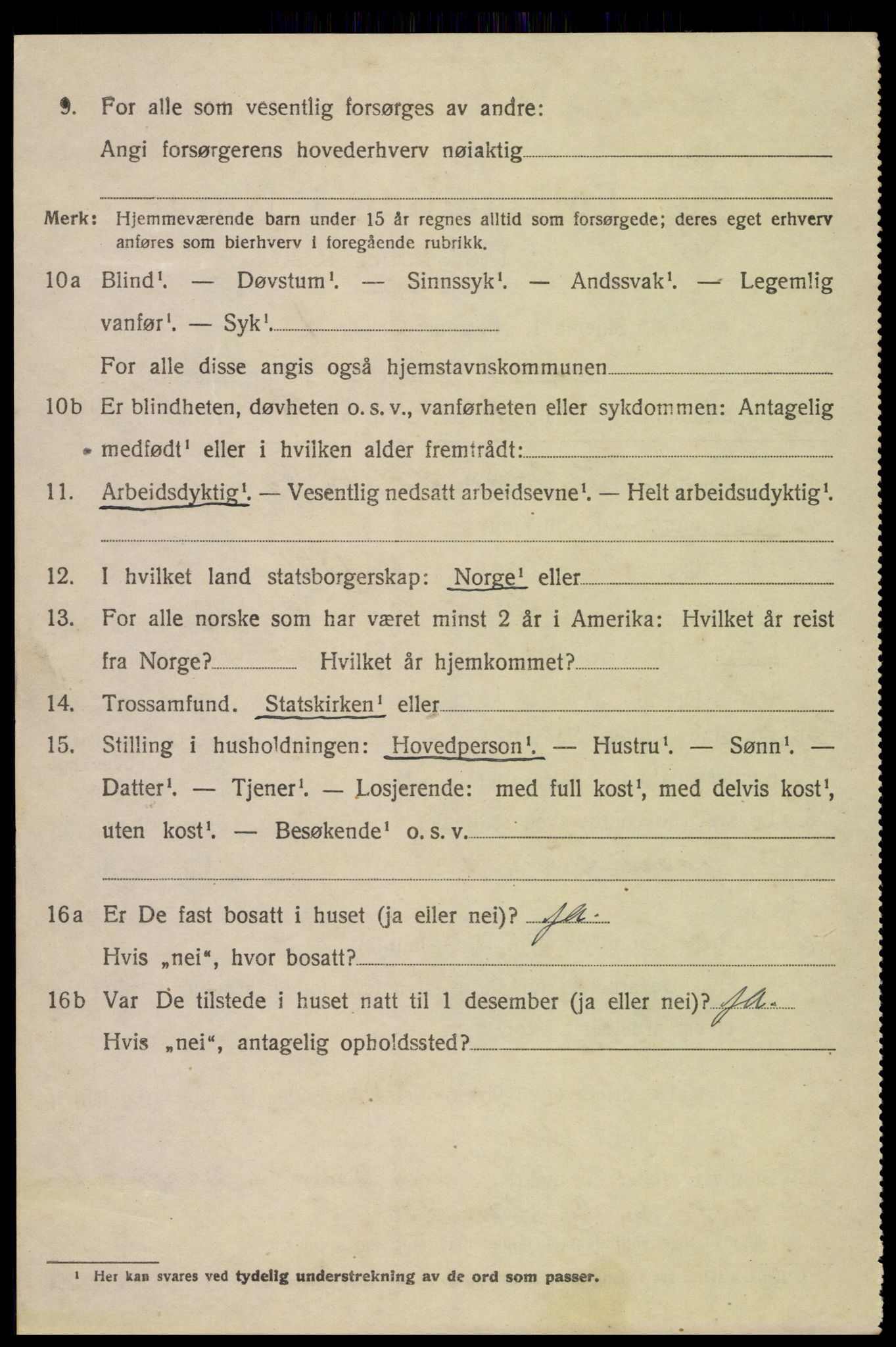 SAK, 1920 census for Herefoss, 1920, p. 919