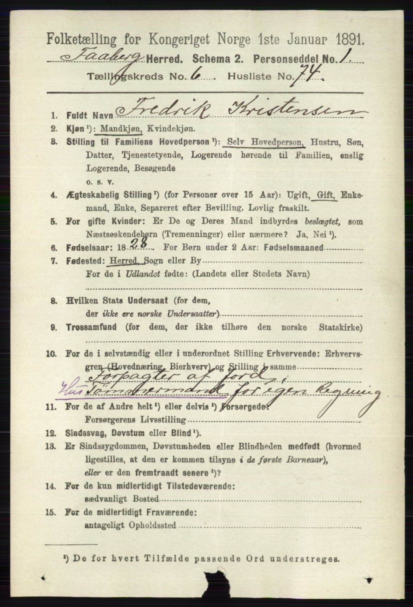 RA, 1891 census for 0524 Fåberg, 1891, p. 2679