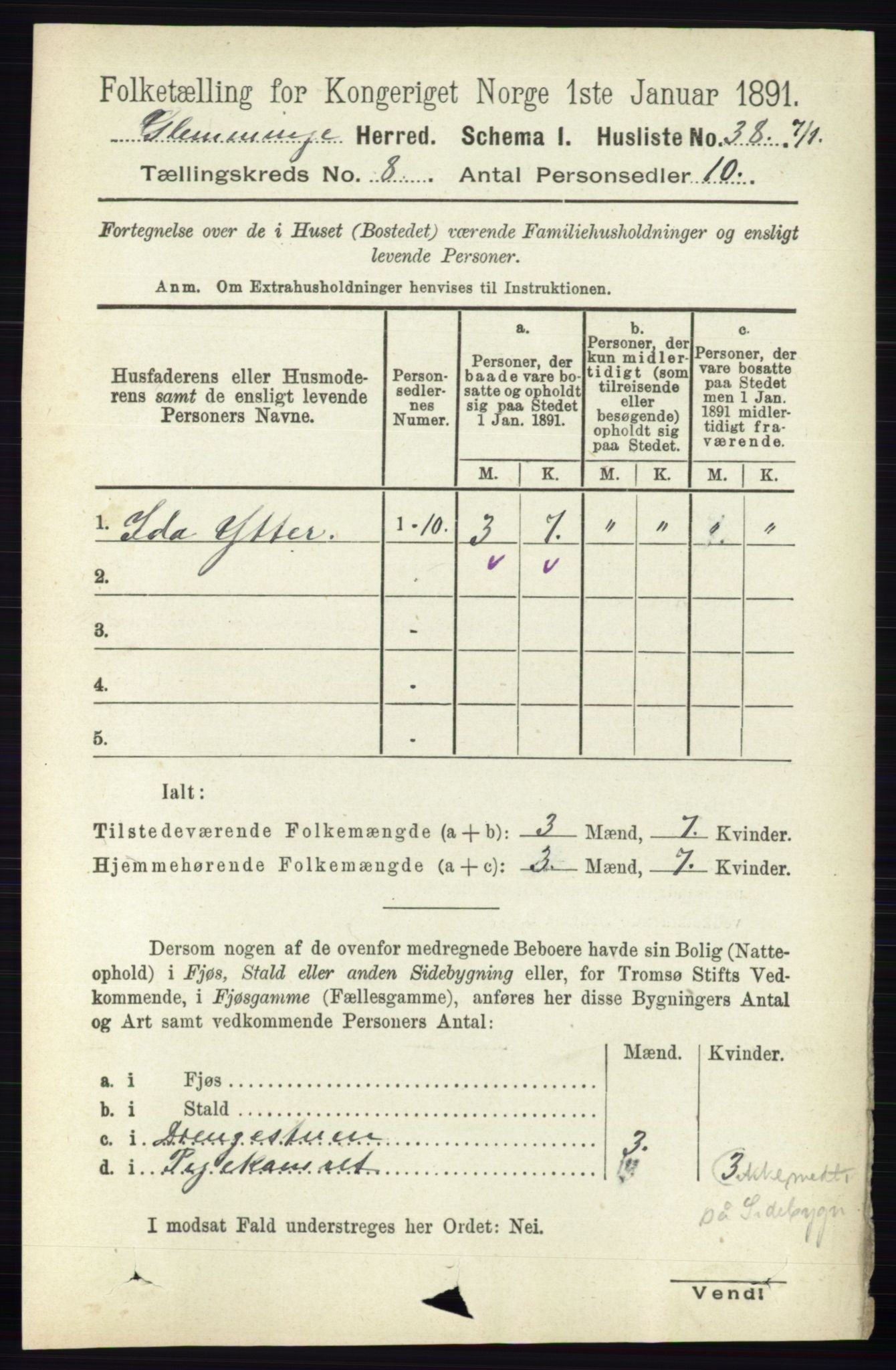 RA, 1891 census for 0132 Glemmen, 1891, p. 9302