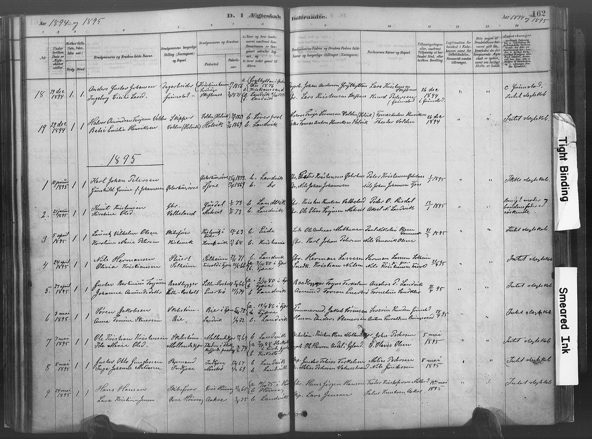 Hommedal sokneprestkontor, SAK/1111-0023/F/Fa/Fab/L0006: Parish register (official) no. A 6, 1878-1897, p. 162