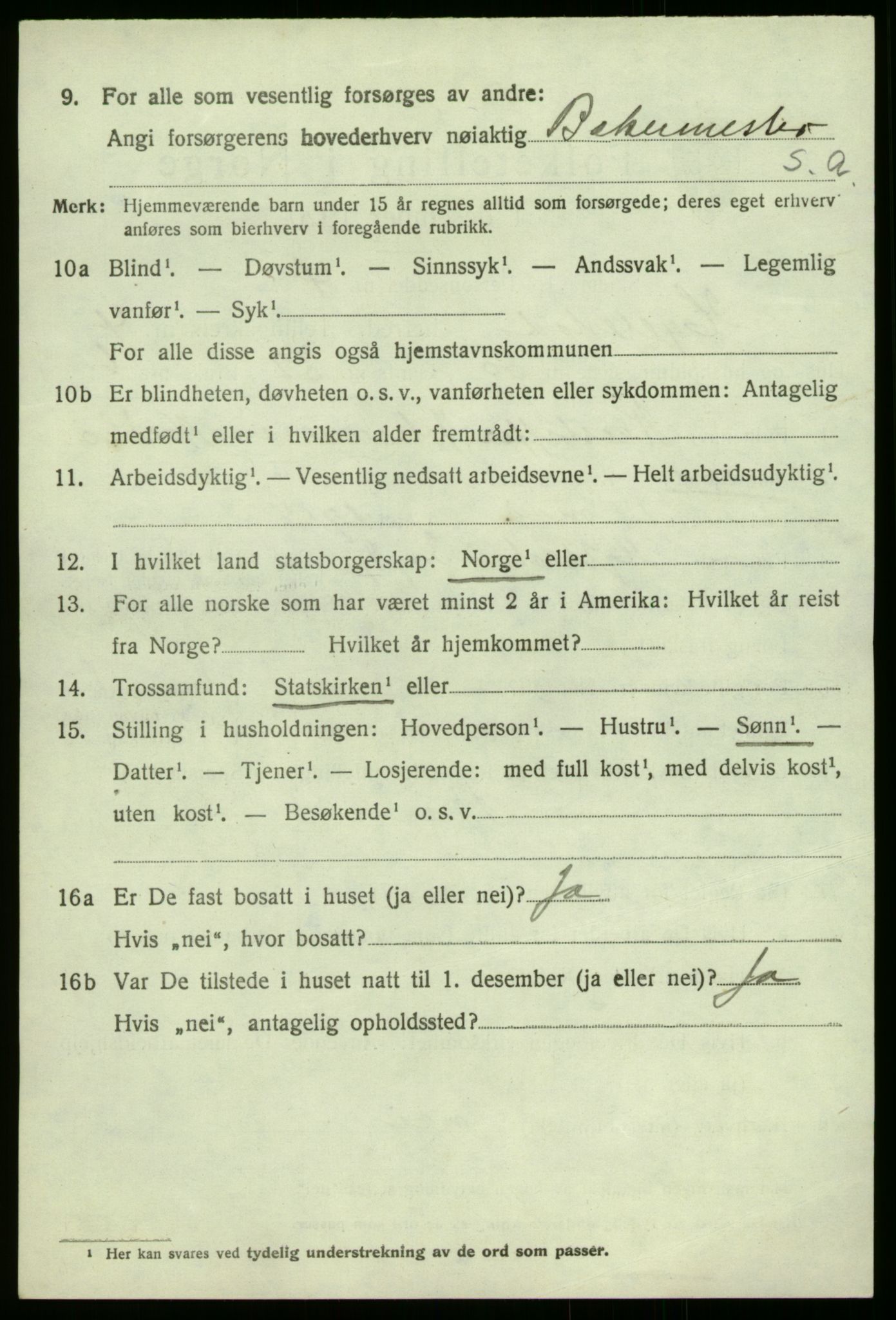 SAB, 1920 census for Hyllestad, 1920, p. 2353