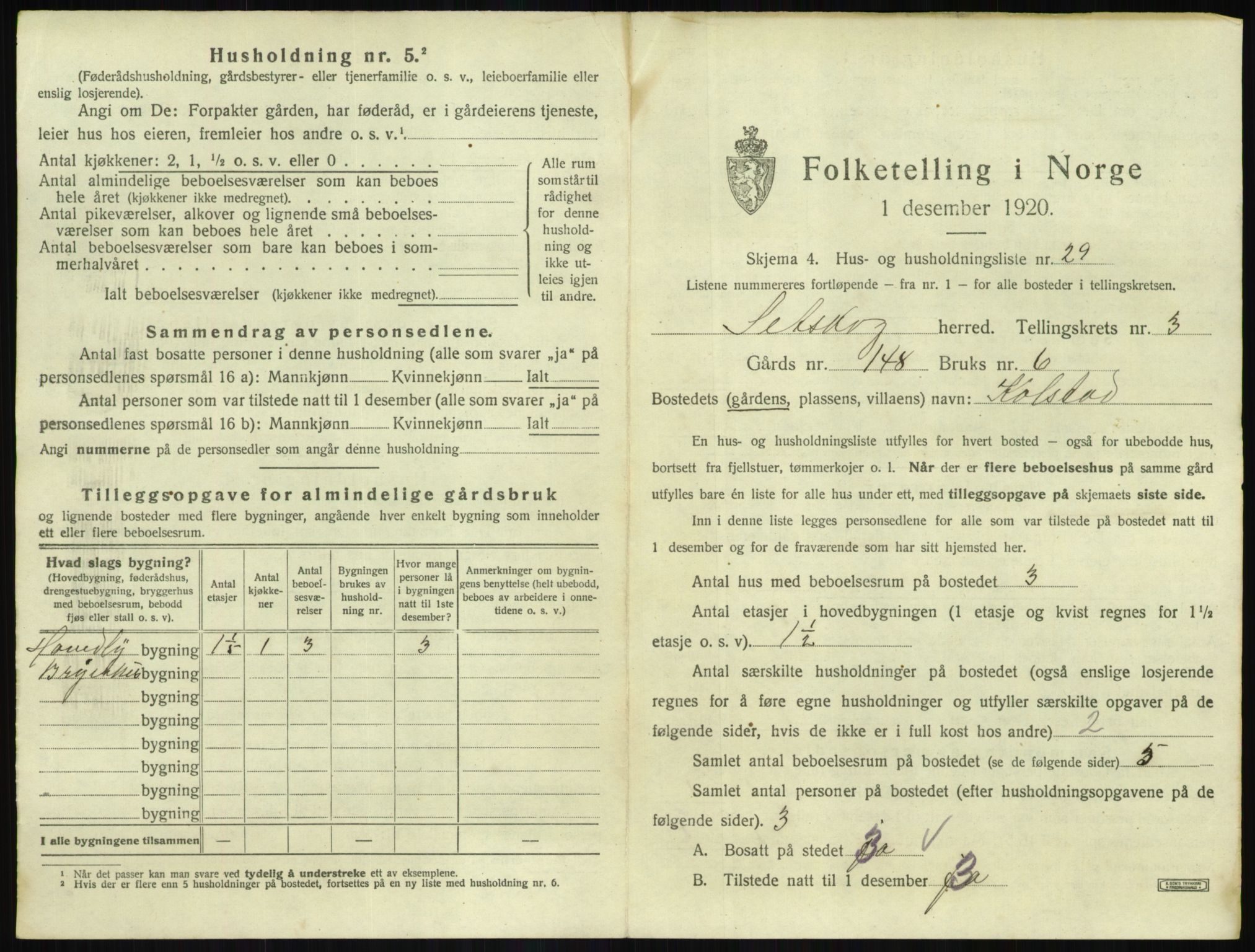 SAO, 1920 census for Setskog, 1920, p. 288