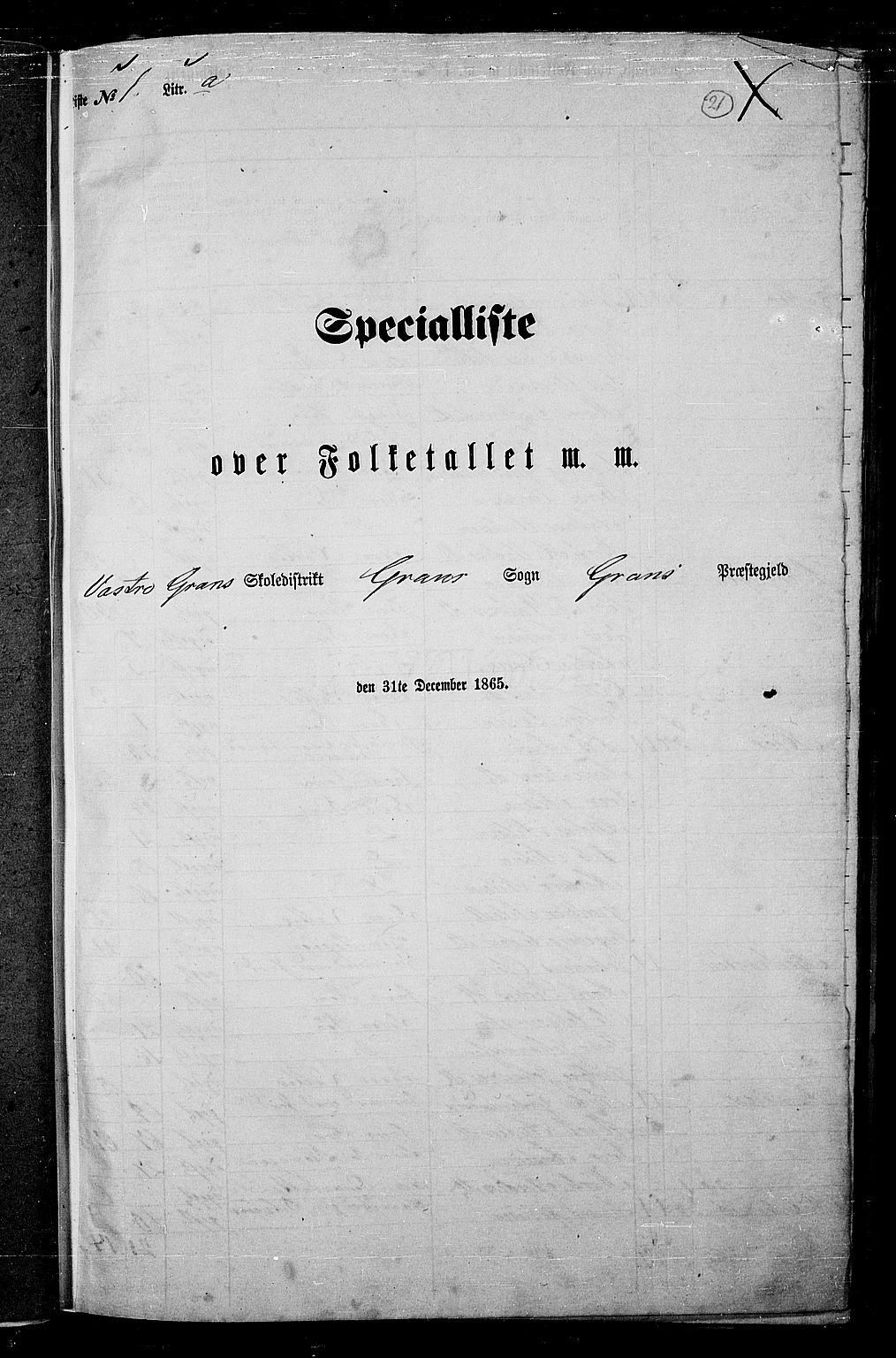 RA, 1865 census for Gran, 1865, p. 18