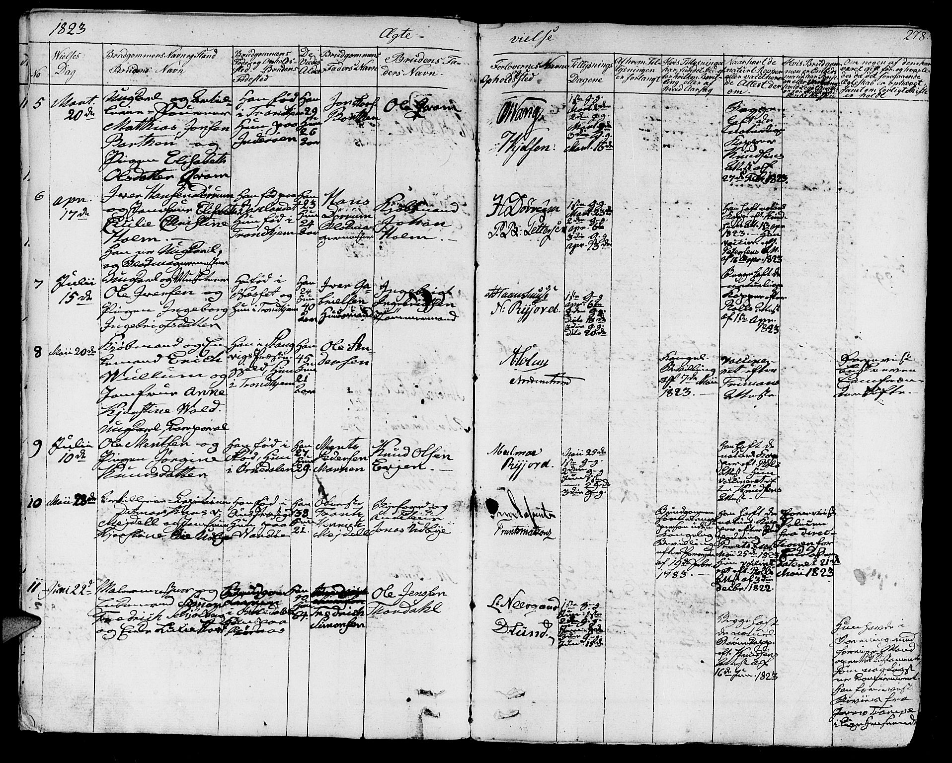 Ministerialprotokoller, klokkerbøker og fødselsregistre - Sør-Trøndelag, SAT/A-1456/602/L0109: Parish register (official) no. 602A07, 1821-1840, p. 278