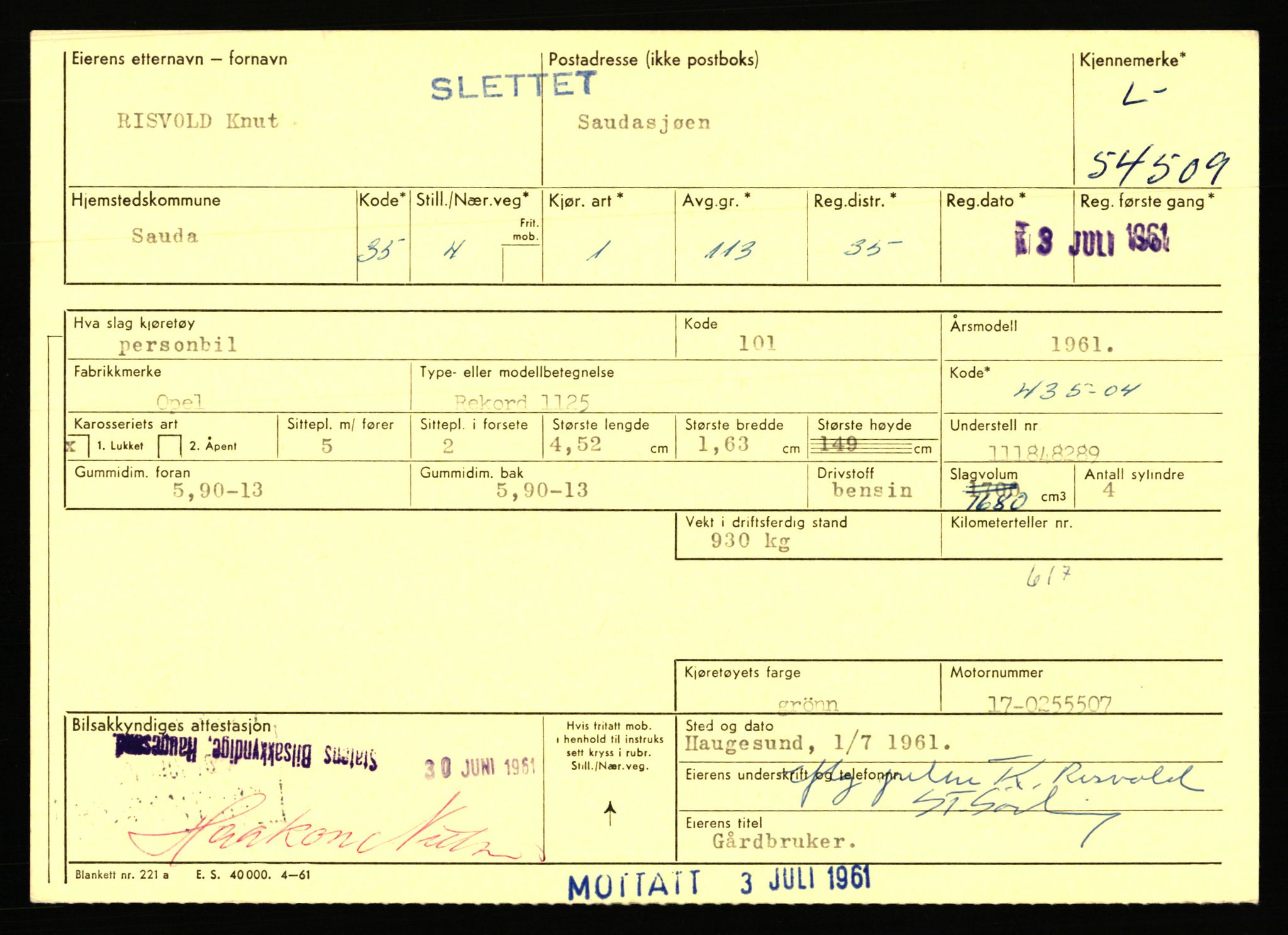 Stavanger trafikkstasjon, AV/SAST-A-101942/0/F/L0054: L-54200 - L-55699, 1930-1971, p. 651