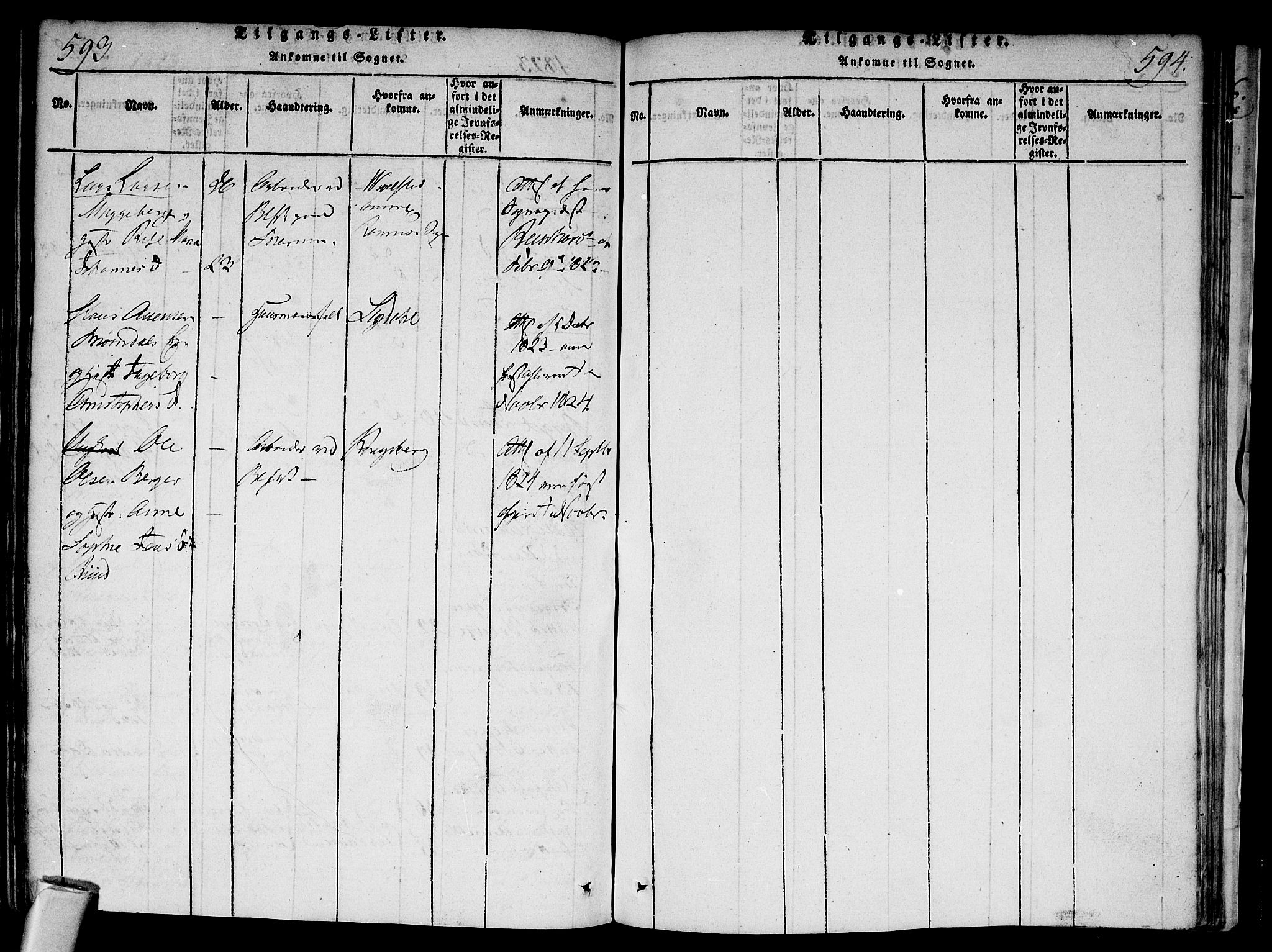 Modum kirkebøker, AV/SAKO-A-234/F/Fa/L0004: Parish register (official) no. 4, 1818-1824, p. 593-594