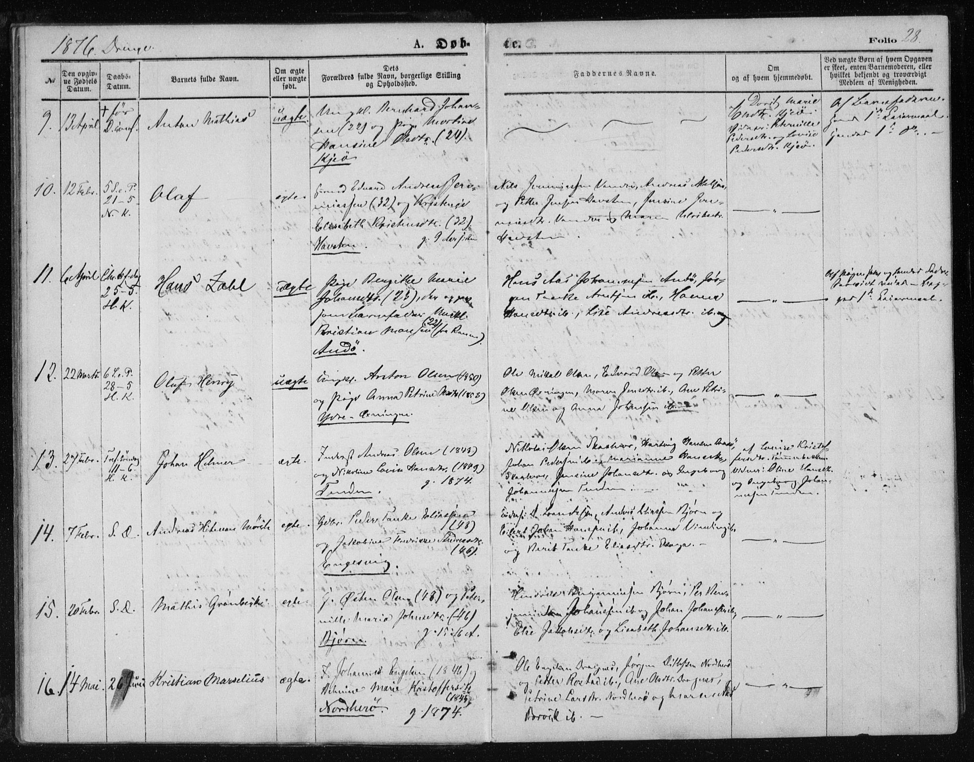 Ministerialprotokoller, klokkerbøker og fødselsregistre - Nordland, AV/SAT-A-1459/834/L0506: Parish register (official) no. 834A04, 1872-1878, p. 28