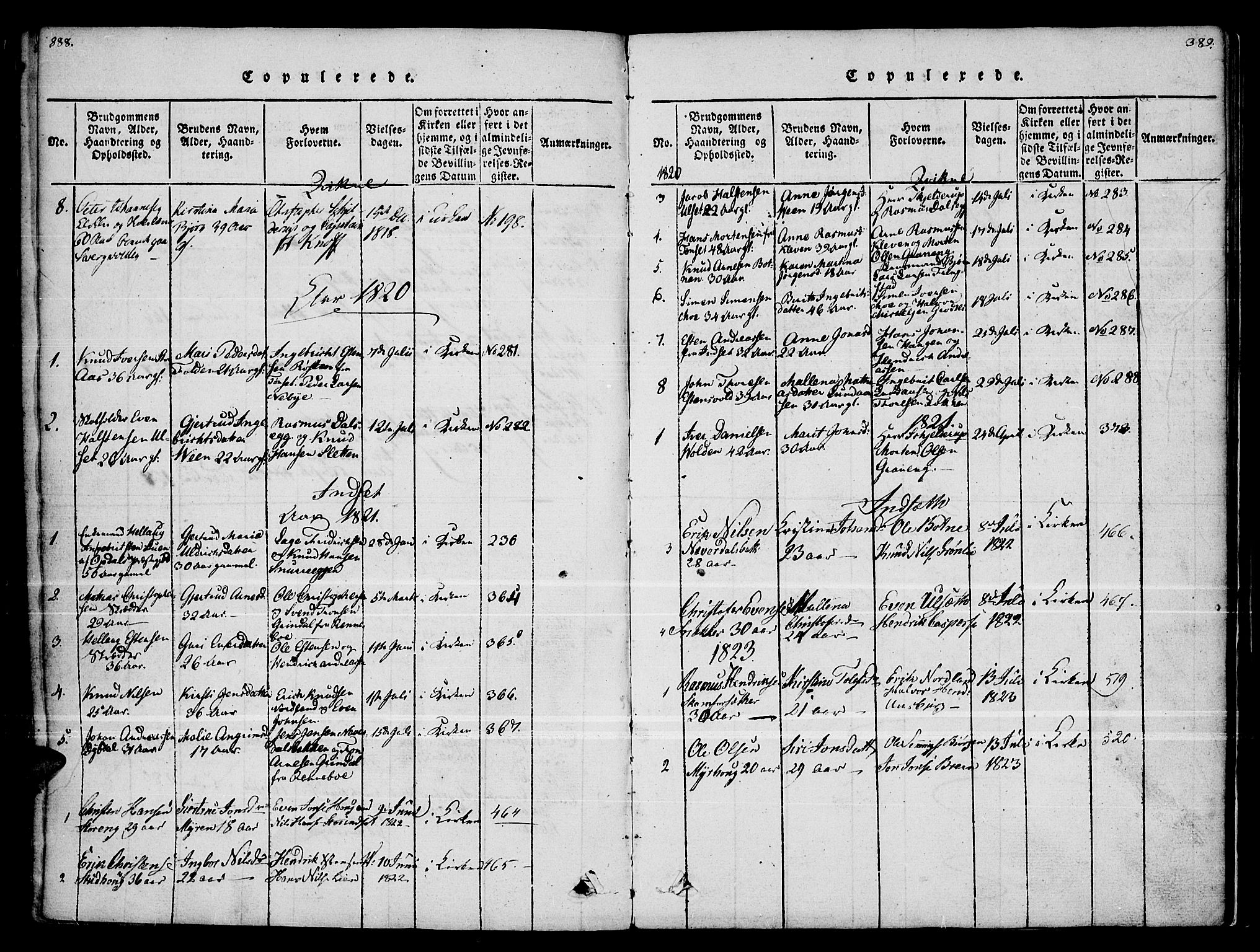 Kvikne prestekontor, SAH/PREST-064/H/Ha/Haa/L0004: Parish register (official) no. 4, 1815-1840, p. 388-389