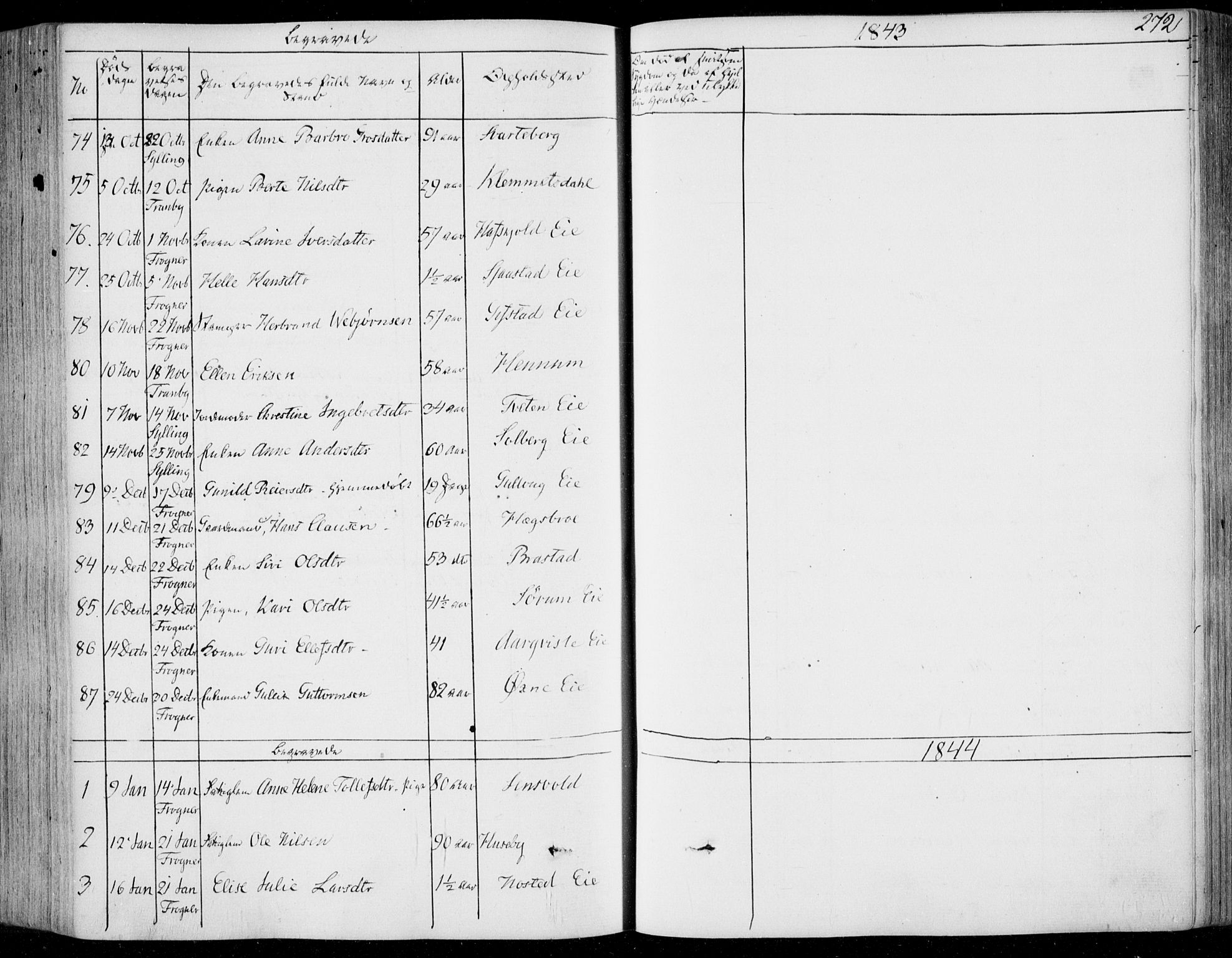 Lier kirkebøker, AV/SAKO-A-230/F/Fa/L0011: Parish register (official) no. I 11, 1843-1854, p. 272