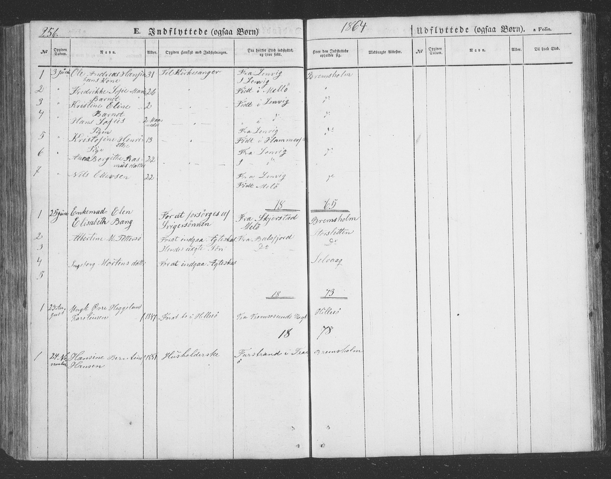 Lenvik sokneprestembete, AV/SATØ-S-1310/H/Ha/Hab/L0020klokker: Parish register (copy) no. 20, 1855-1883, p. 256