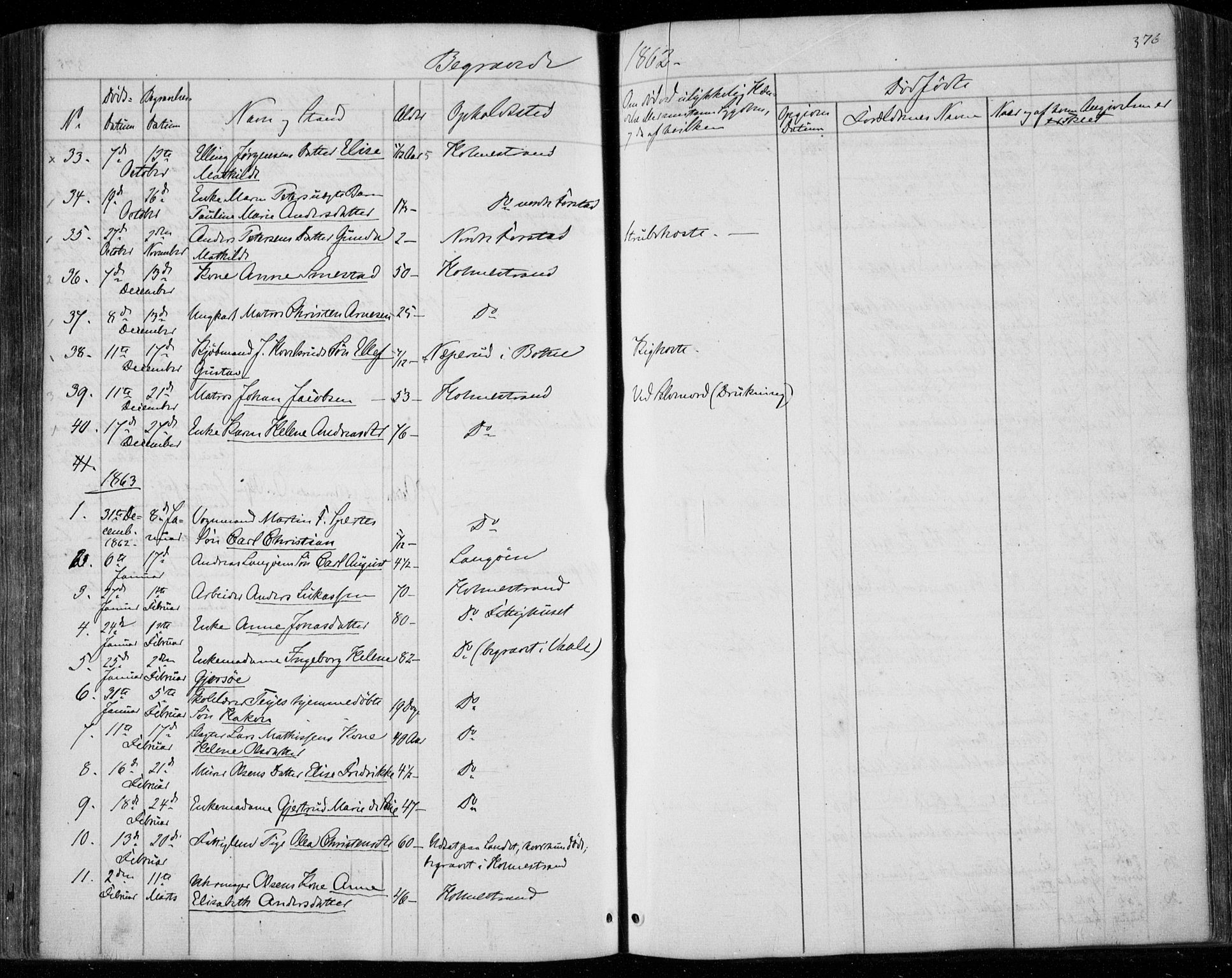 Holmestrand kirkebøker, AV/SAKO-A-346/F/Fa/L0002: Parish register (official) no. 2, 1840-1866, p. 376