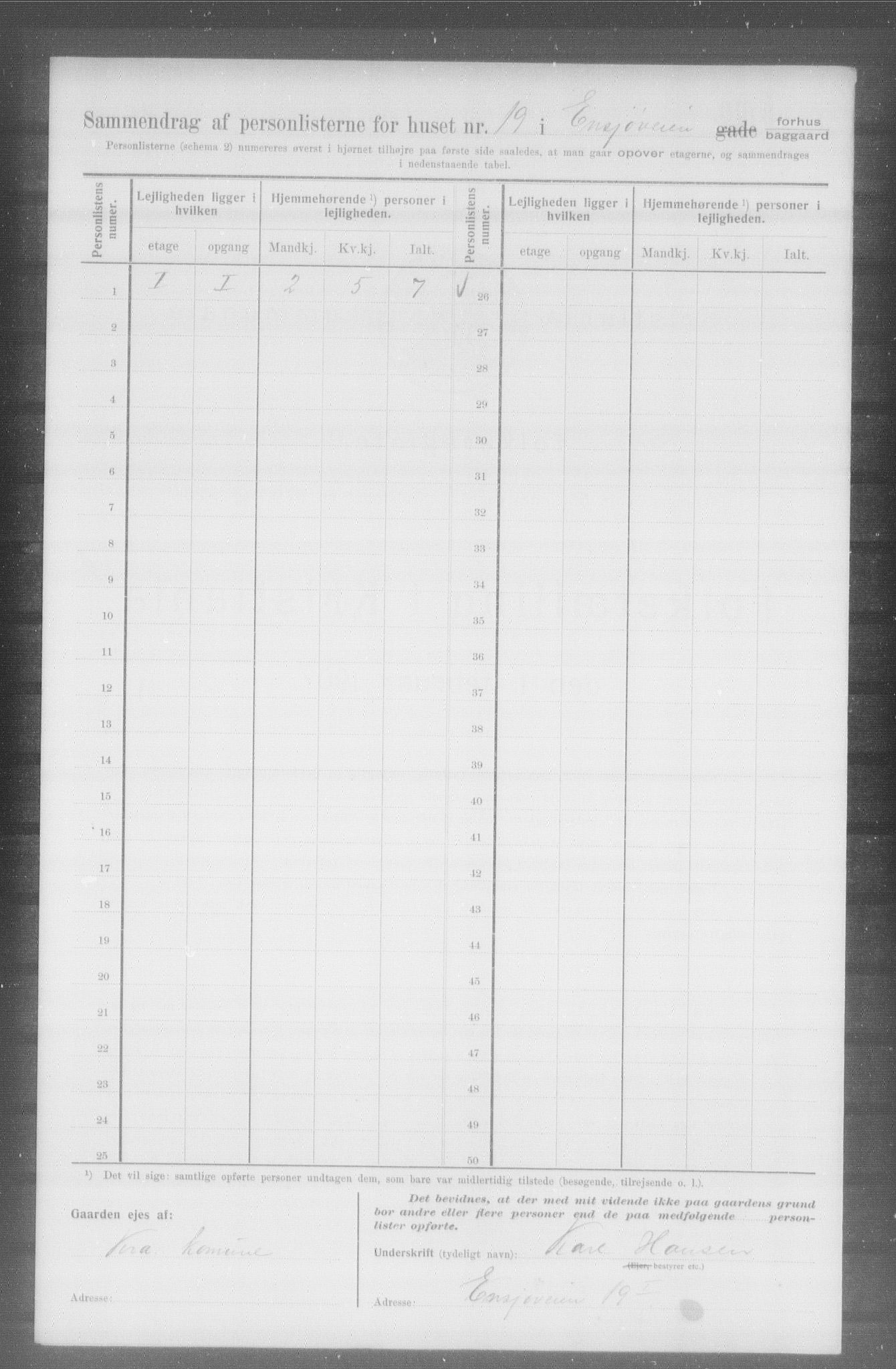 OBA, Municipal Census 1907 for Kristiania, 1907, p. 11086