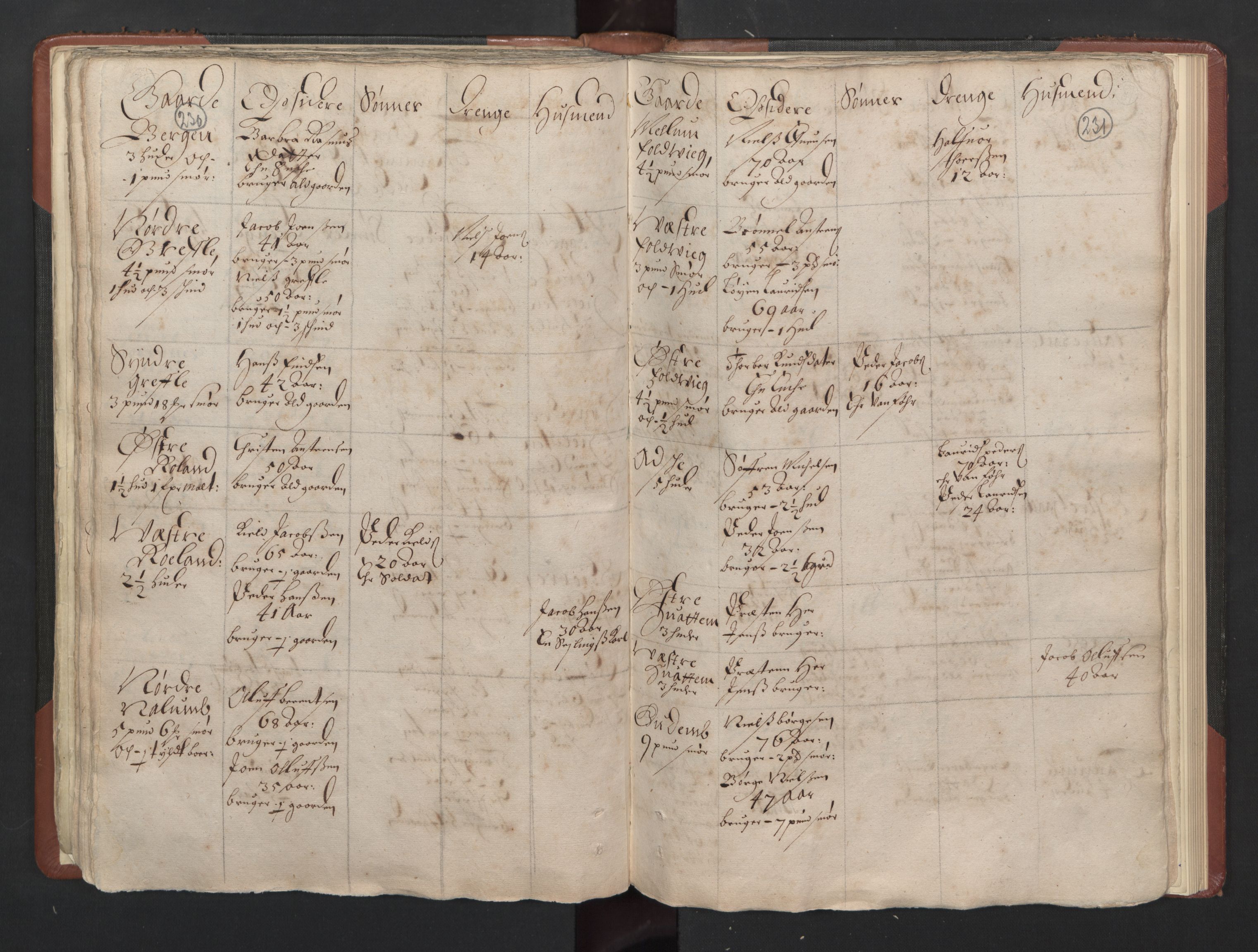 RA, Bailiff's Census 1664-1666, no. 5: Modern Buskerud county and modern Vestfold county, 1664, p. 230-231