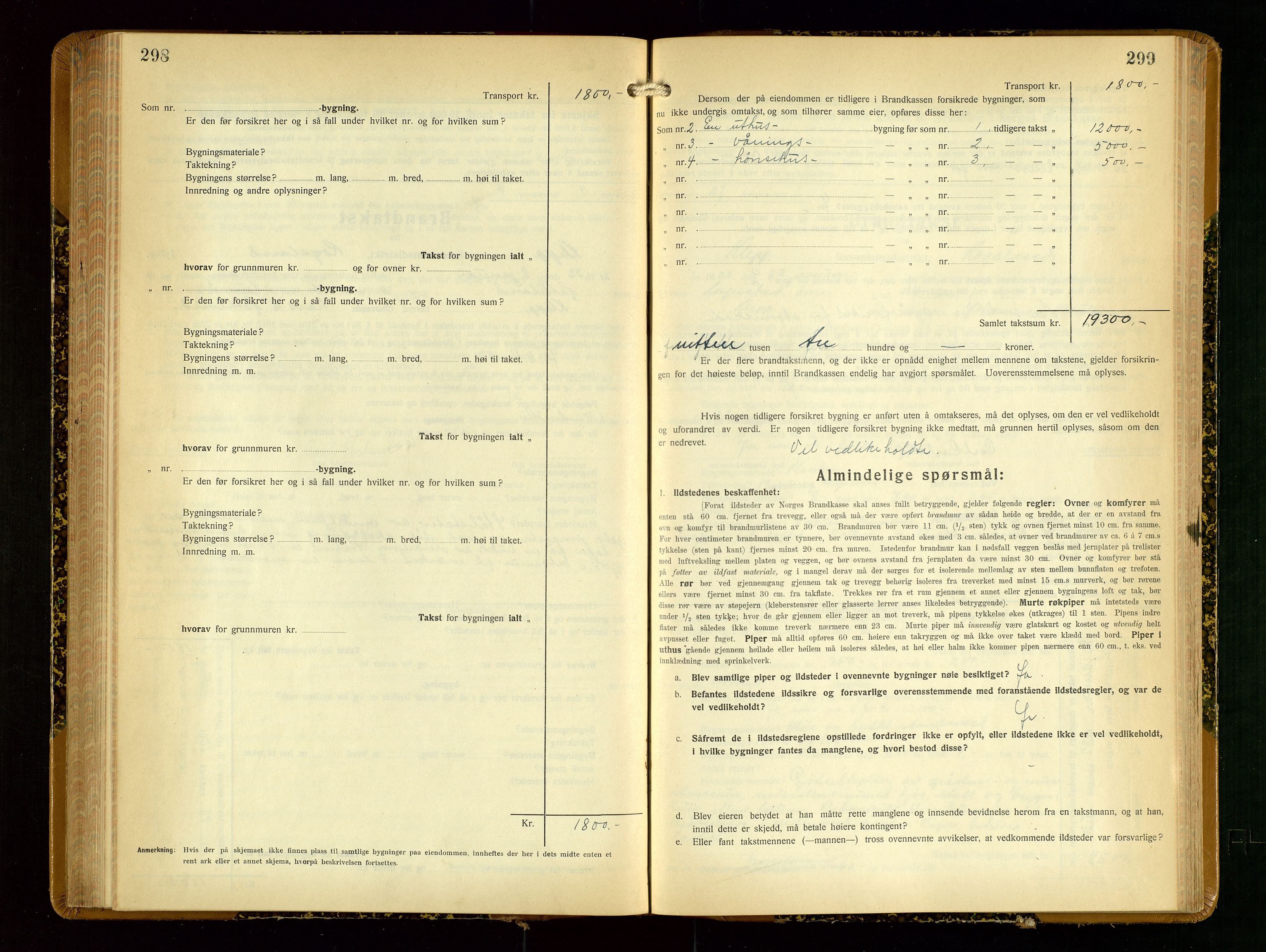 Klepp lensmannskontor, SAST/A-100163/Goc/L0012: "Brandtakstprotokoll" m/register, 1929-1933, p. 298-299
