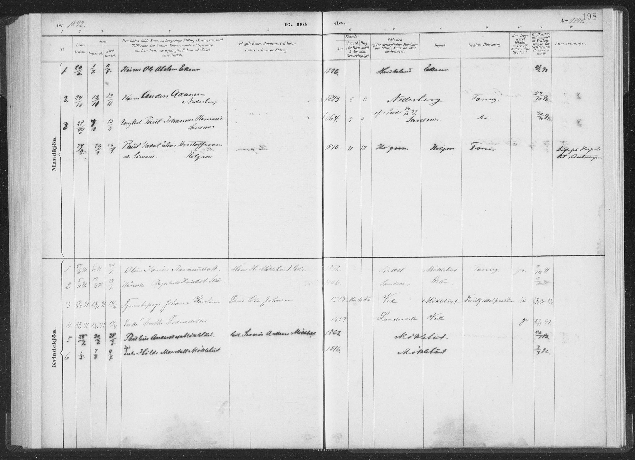 Ministerialprotokoller, klokkerbøker og fødselsregistre - Møre og Romsdal, AV/SAT-A-1454/502/L0025: Parish register (official) no. 502A03, 1885-1909, p. 198