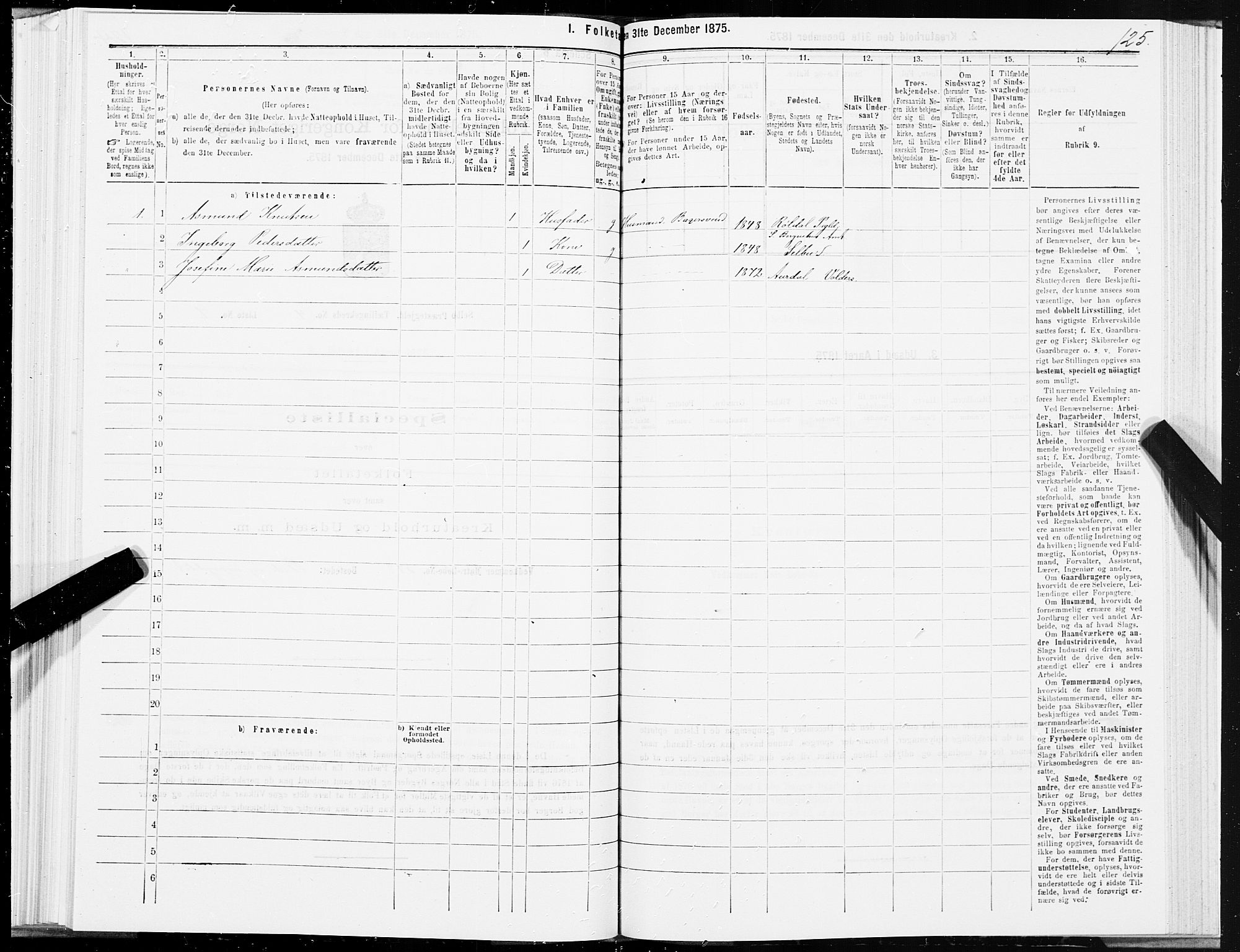 SAT, 1875 census for 1664P Selbu, 1875, p. 2125