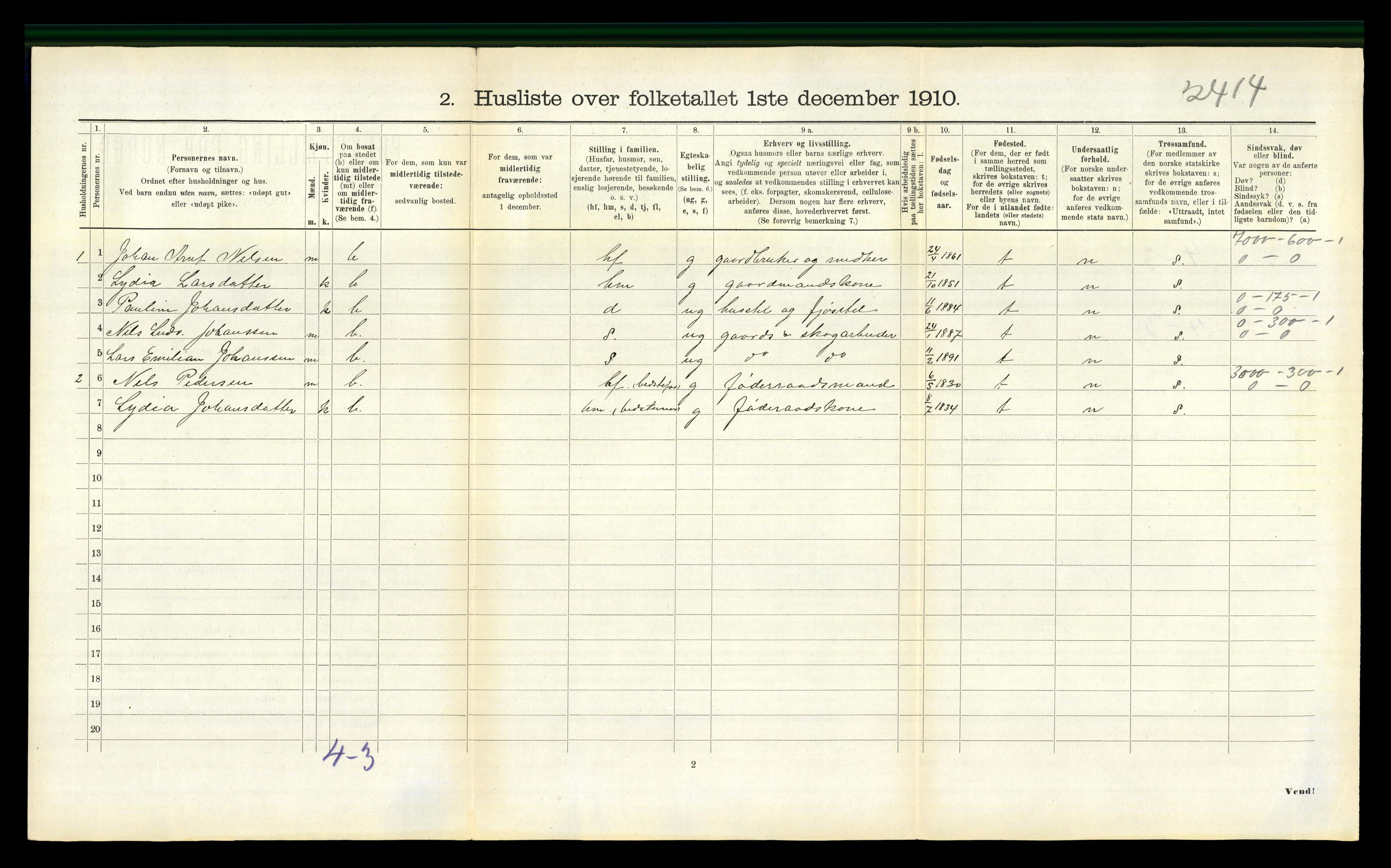 RA, 1910 census for Aa, 1910, p. 467