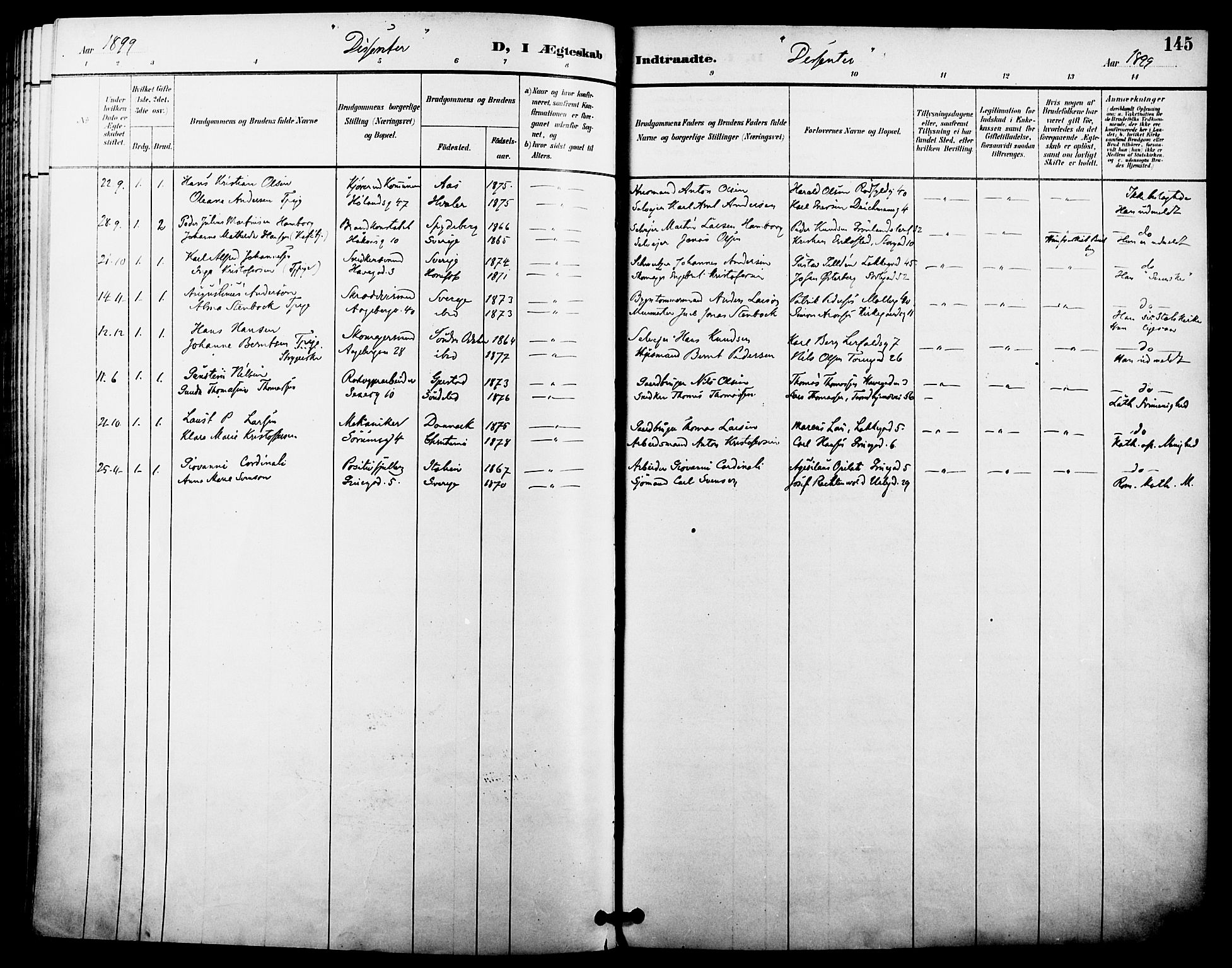 Kampen prestekontor Kirkebøker, SAO/A-10853/F/Fa/L0008: Parish register (official) no. I 8, 1892-1902, p. 145