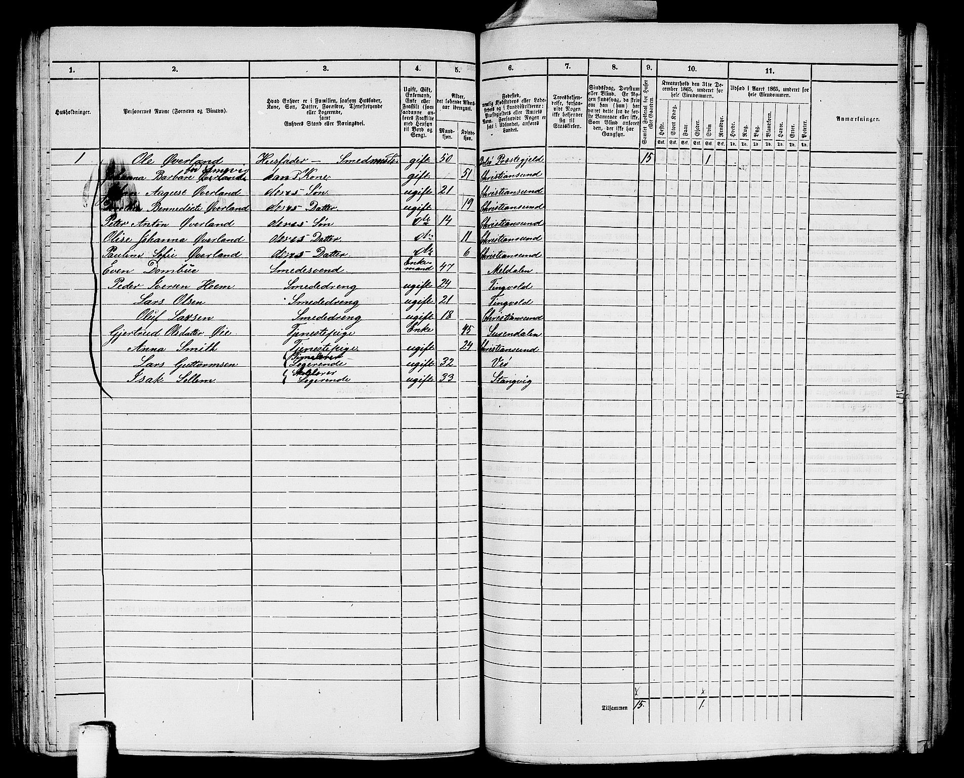 RA, 1865 census for Kristiansund/Kristiansund, 1865, p. 371