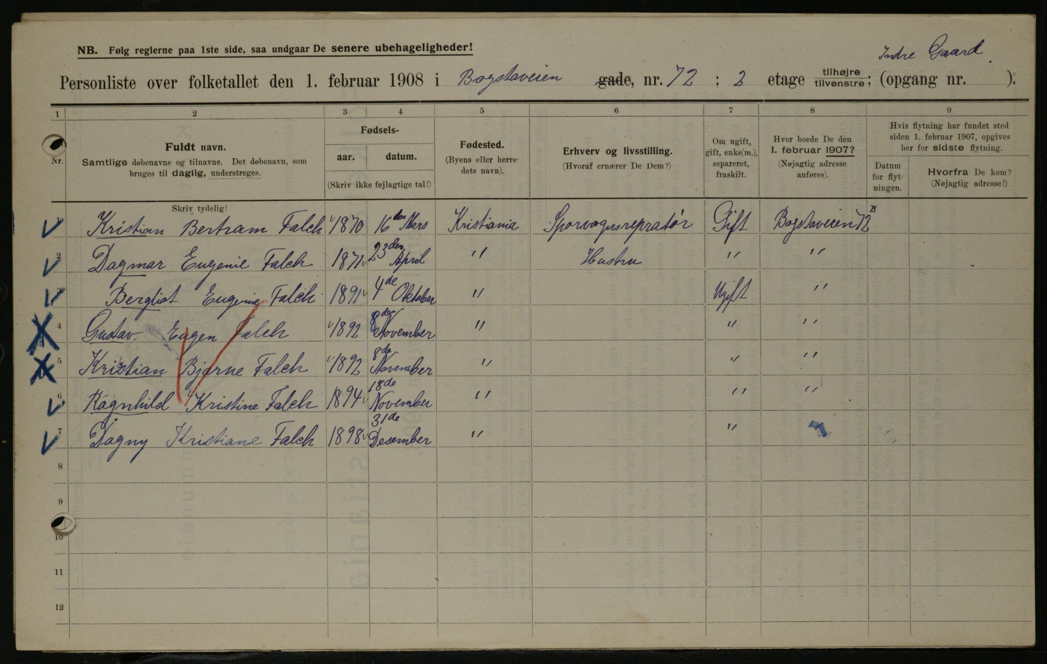 OBA, Municipal Census 1908 for Kristiania, 1908, p. 7390