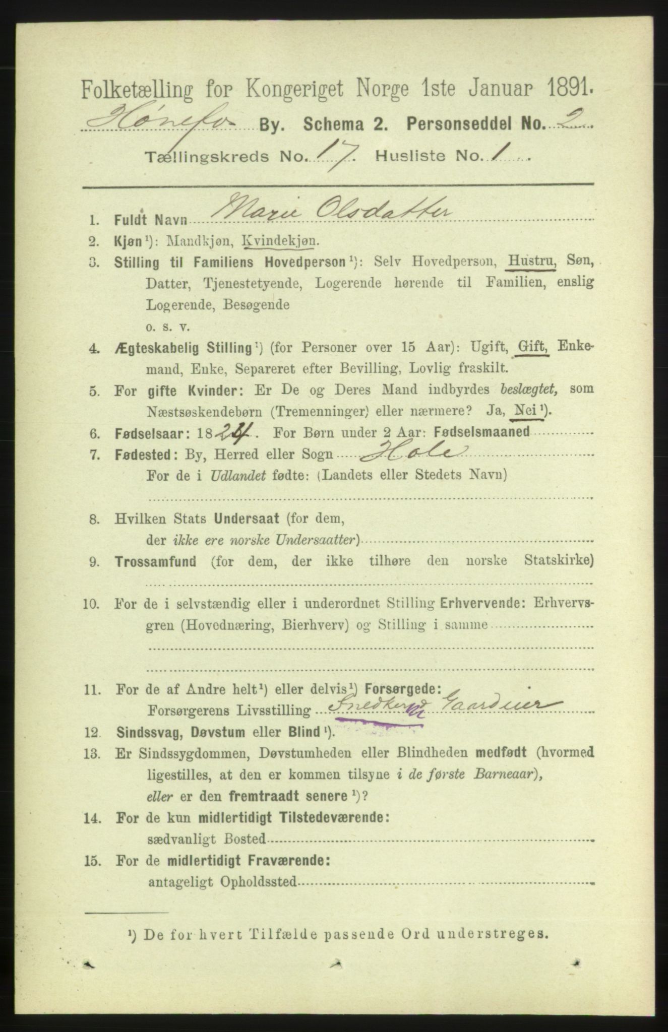 RA, 1891 census for 0601 Hønefoss, 1891, p. 1860