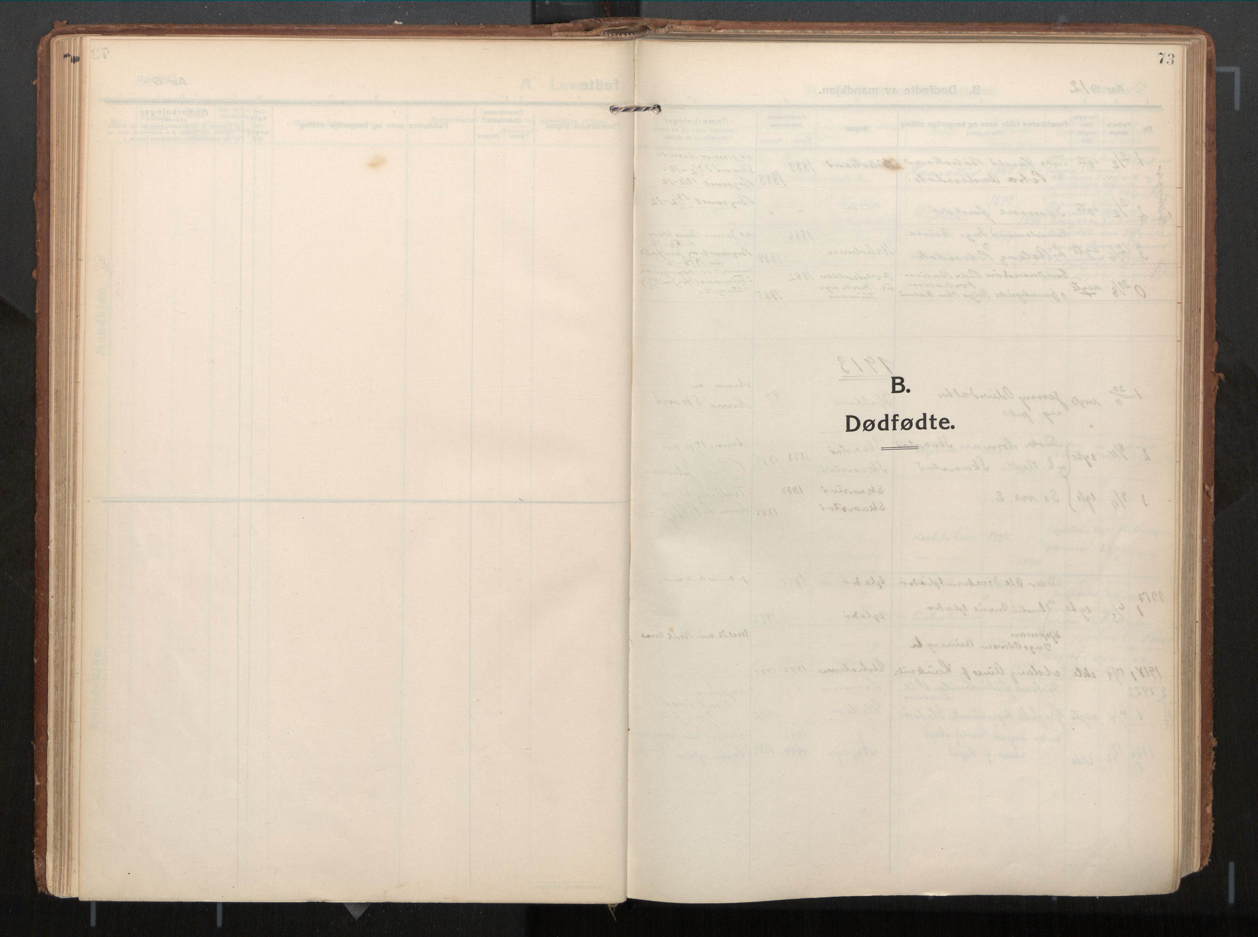 Ministerialprotokoller, klokkerbøker og fødselsregistre - Nord-Trøndelag, SAT/A-1458/771/L0598: Parish register (official) no. 771A05, 1911-1937, p. 73
