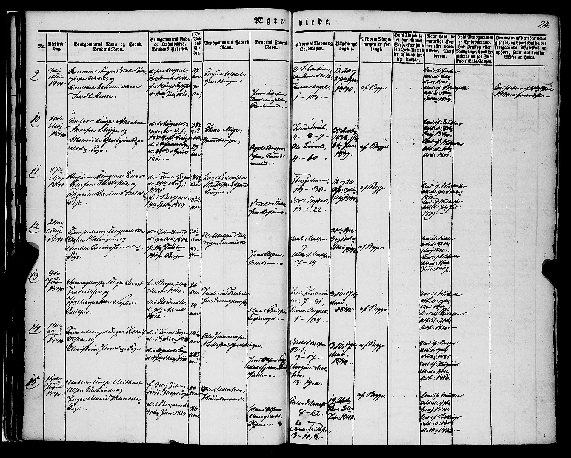 Nykirken Sokneprestembete, AV/SAB-A-77101/H/Haa/L0031: Parish register (official) no. D 1, 1834-1861, p. 24