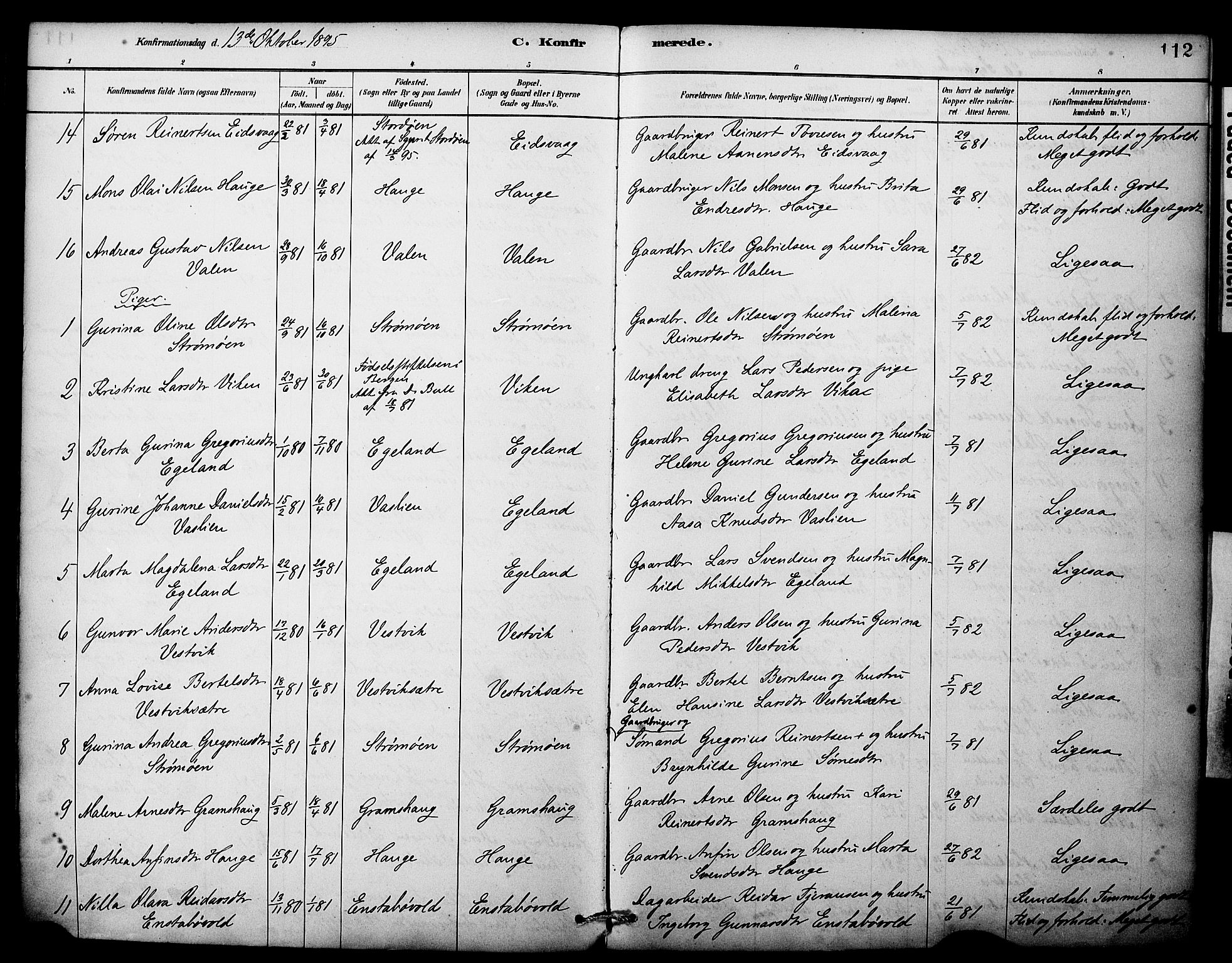 Sveio Sokneprestembete, SAB/A-78501/H/Haa: Parish register (official) no. C 2, 1881-1899, p. 112