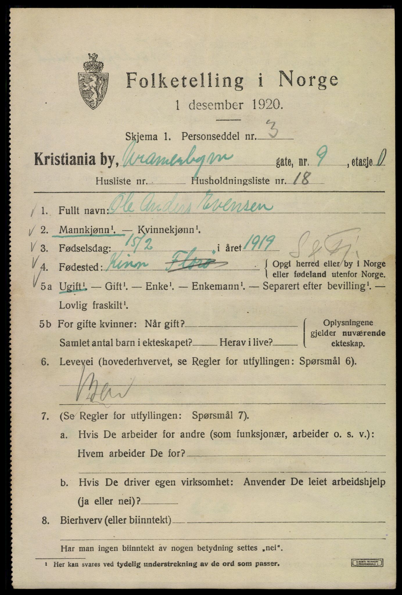 SAO, 1920 census for Kristiania, 1920, p. 619659