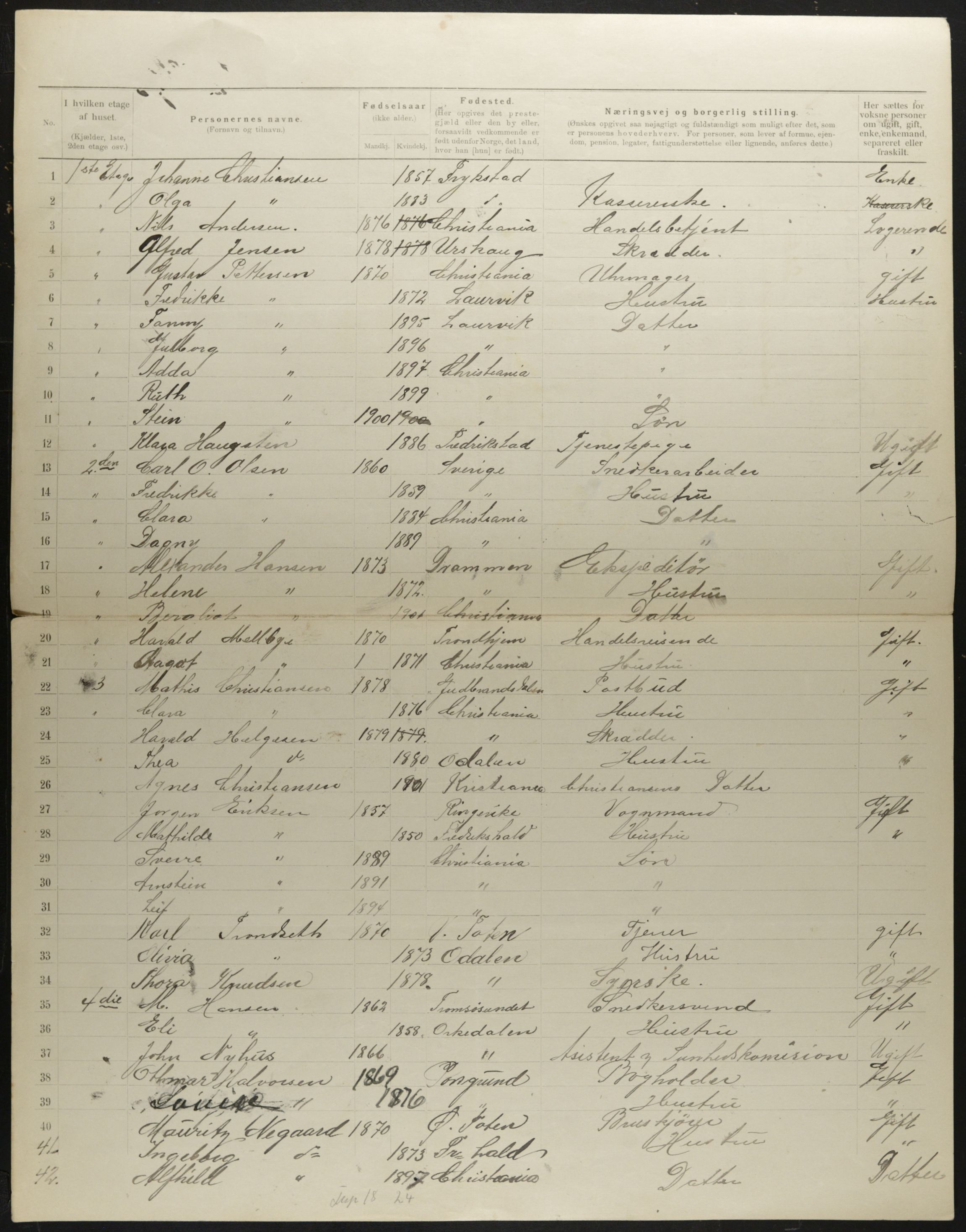 OBA, Municipal Census 1901 for Kristiania, 1901, p. 1353