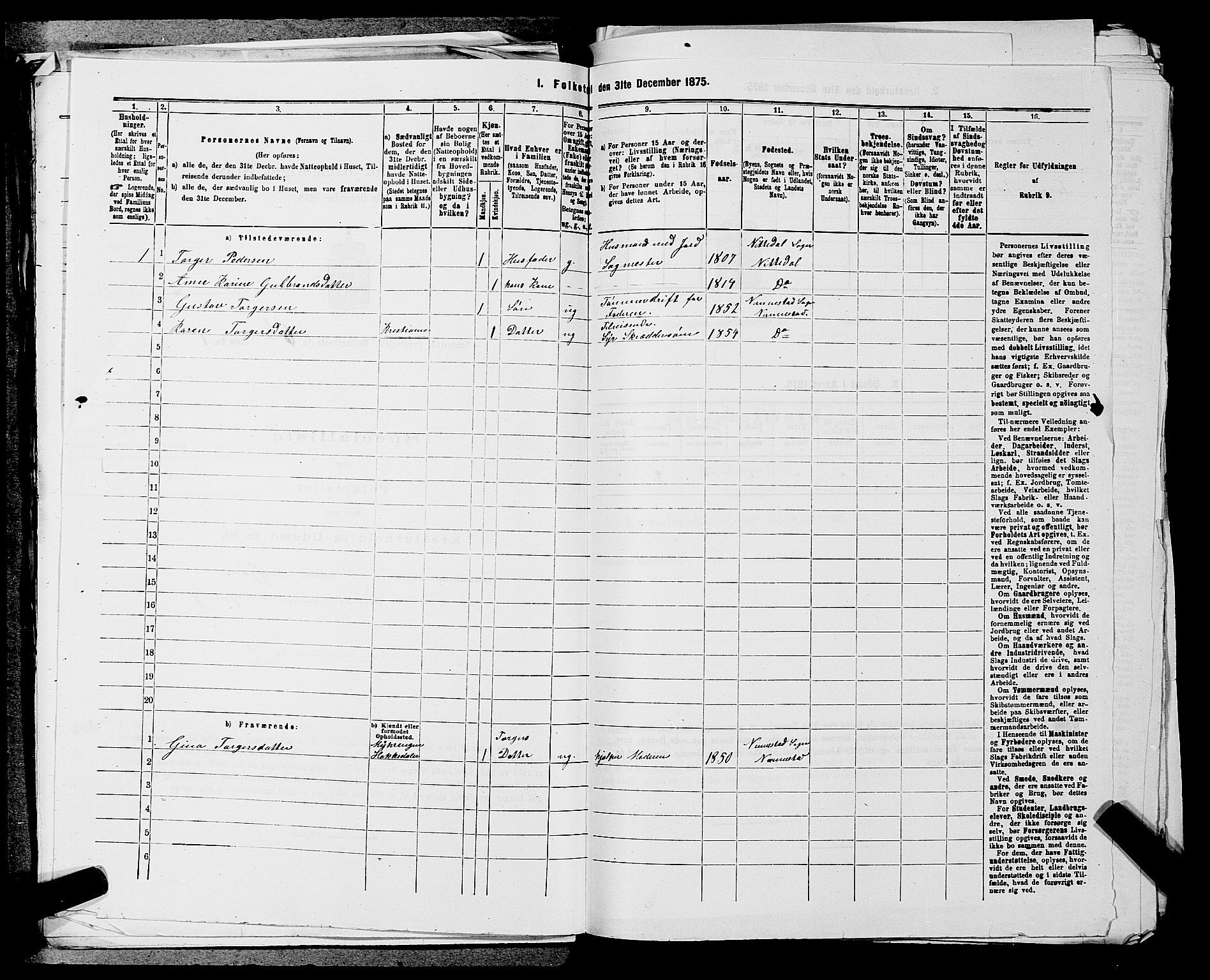 RA, 1875 census for 0238P Nannestad, 1875, p. 996