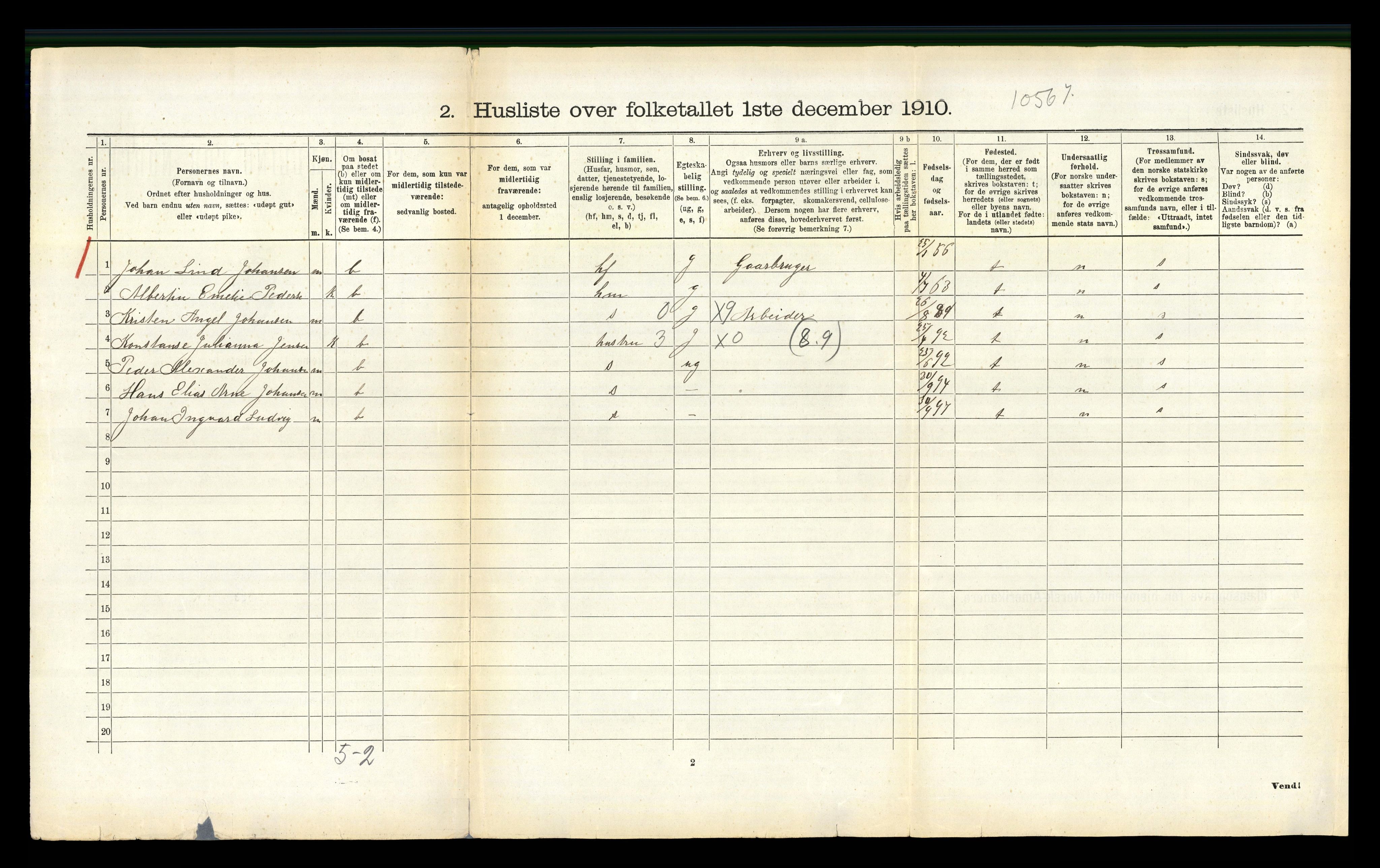 RA, 1910 census for Fauske, 1910, p. 1459