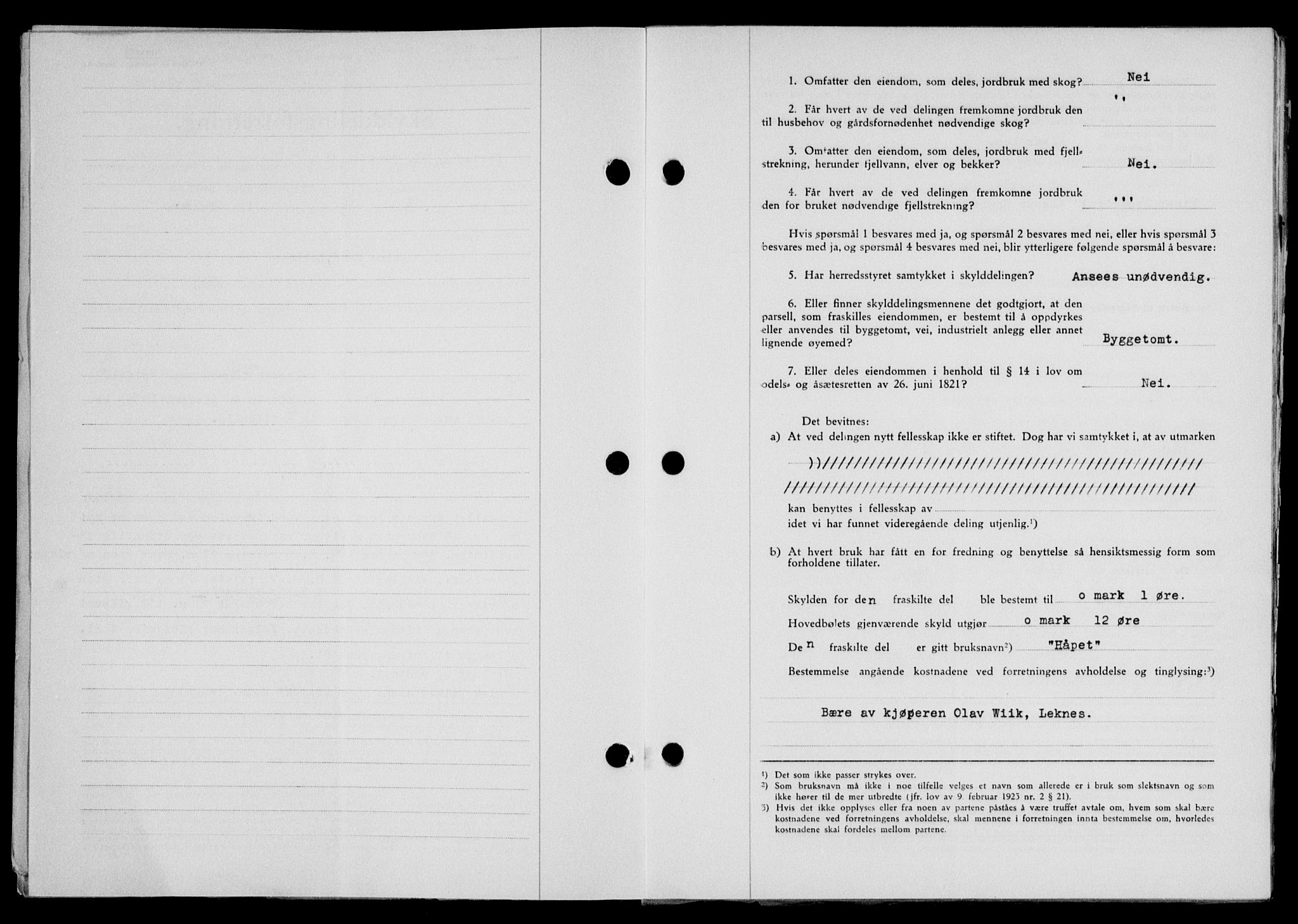 Lofoten sorenskriveri, SAT/A-0017/1/2/2C/L0014a: Mortgage book no. 14a, 1946-1946, Diary no: : 784/1946