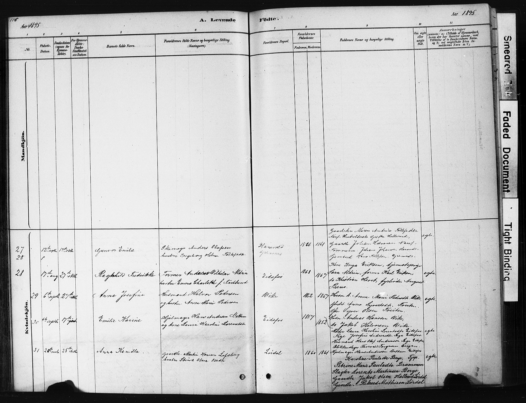 Hof kirkebøker, AV/SAKO-A-64/G/Ga/L0004: Parish register (copy) no. I 4, 1878-1930, p. 106