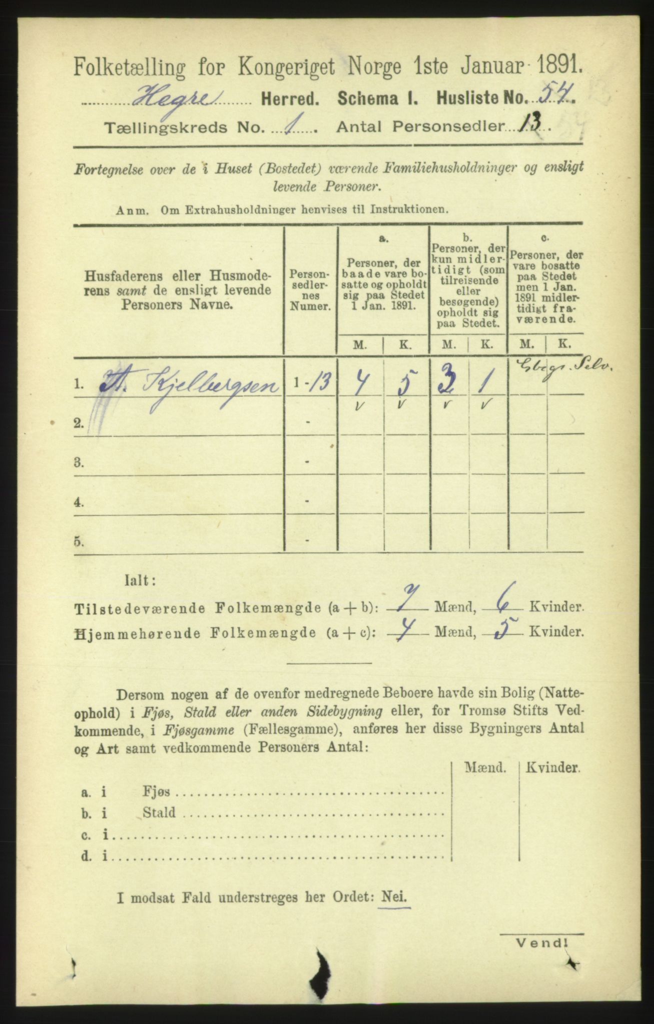 RA, 1891 census for 1712 Hegra, 1891, p. 74