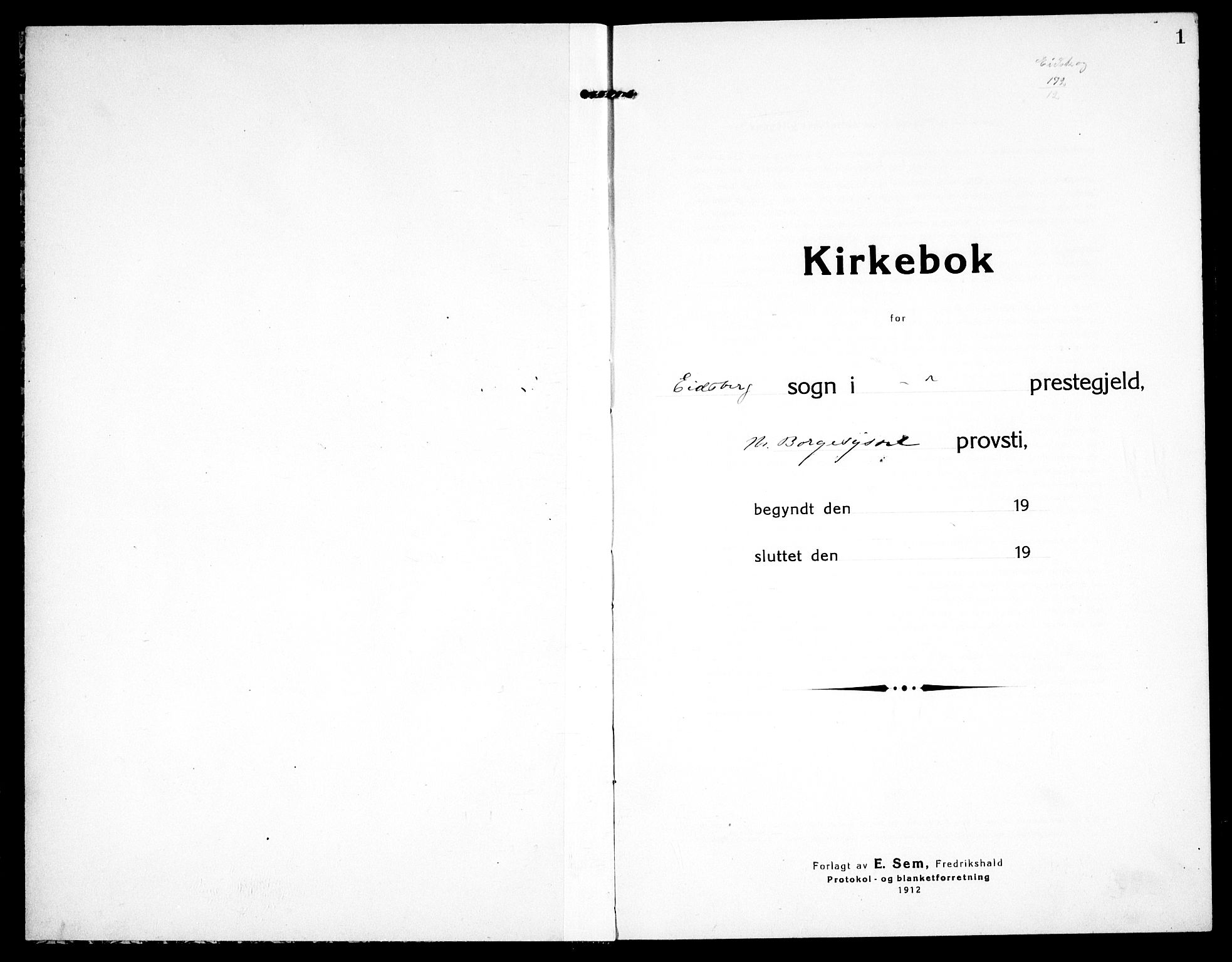 Eidsberg prestekontor Kirkebøker, AV/SAO-A-10905/G/Ga/L0003: Parish register (copy) no. I 3, 1913-1937, p. 1