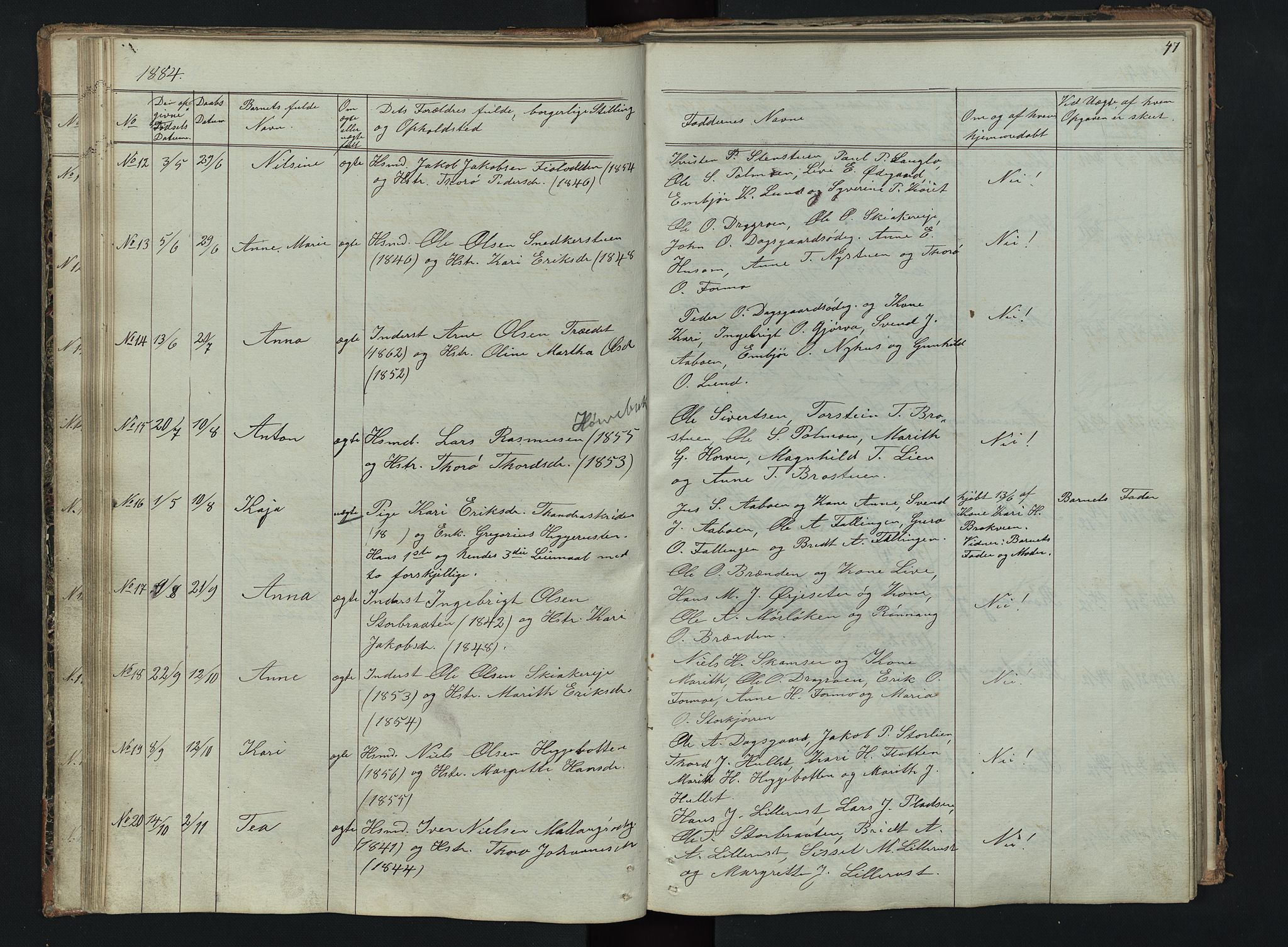 Skjåk prestekontor, AV/SAH-PREST-072/H/Ha/Hab/L0002: Parish register (copy) no. 2, 1867-1894, p. 47