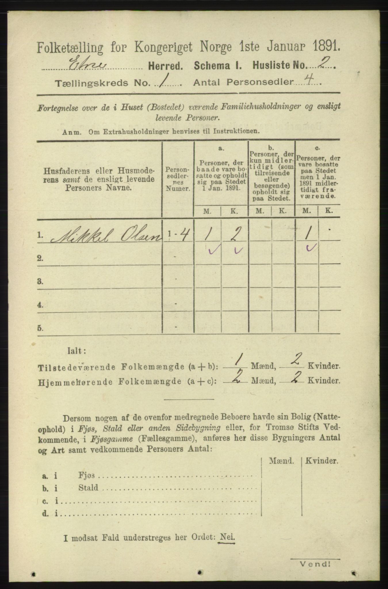 RA, 1891 census for 1211 Etne, 1891, p. 41