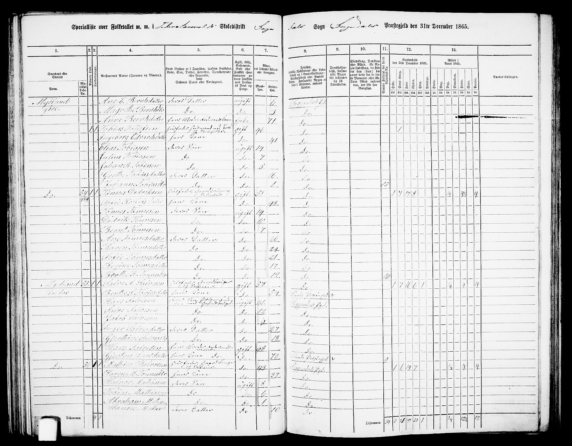 RA, 1865 census for Sokndal, 1865, p. 59