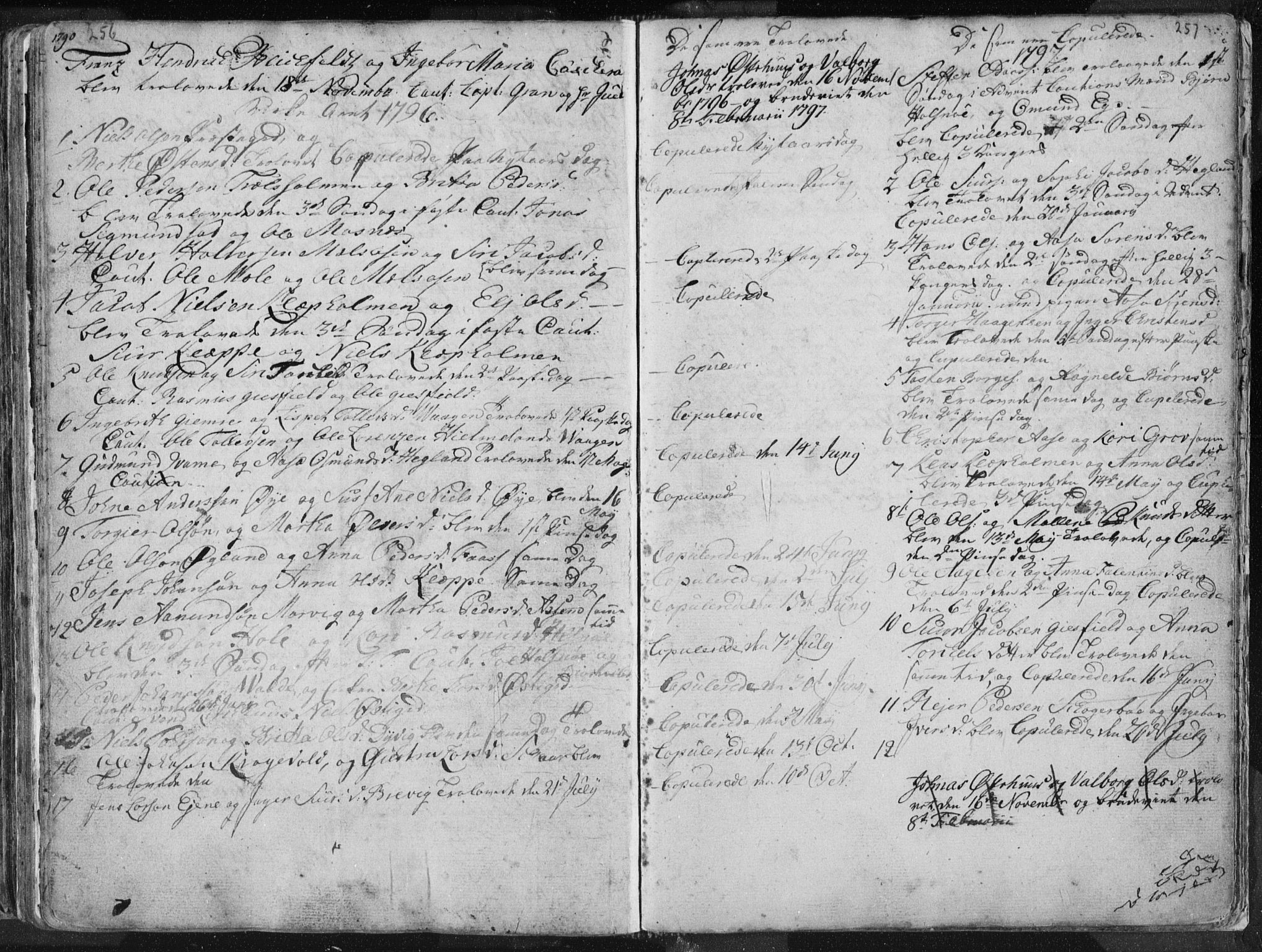 Hjelmeland sokneprestkontor, SAST/A-101843/01/IV/L0001: Parish register (official) no. A 1, 1760-1799, p. 256-257