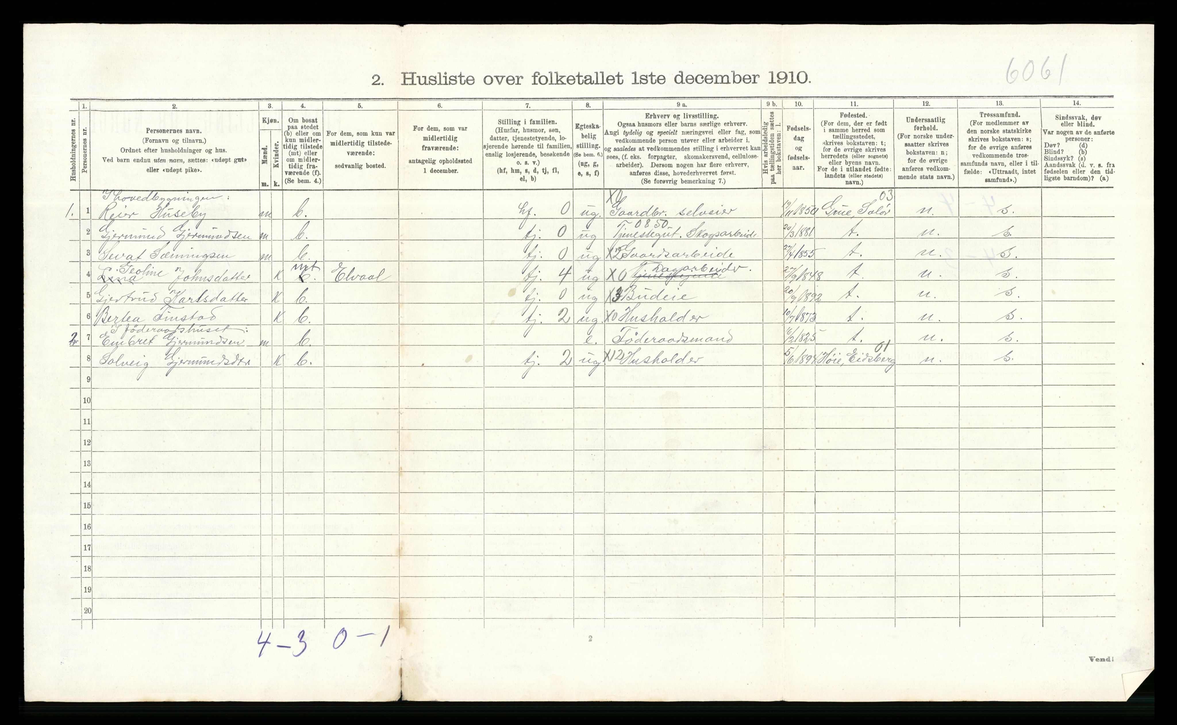 RA, 1910 census for Øvre Rendal, 1910, p. 493