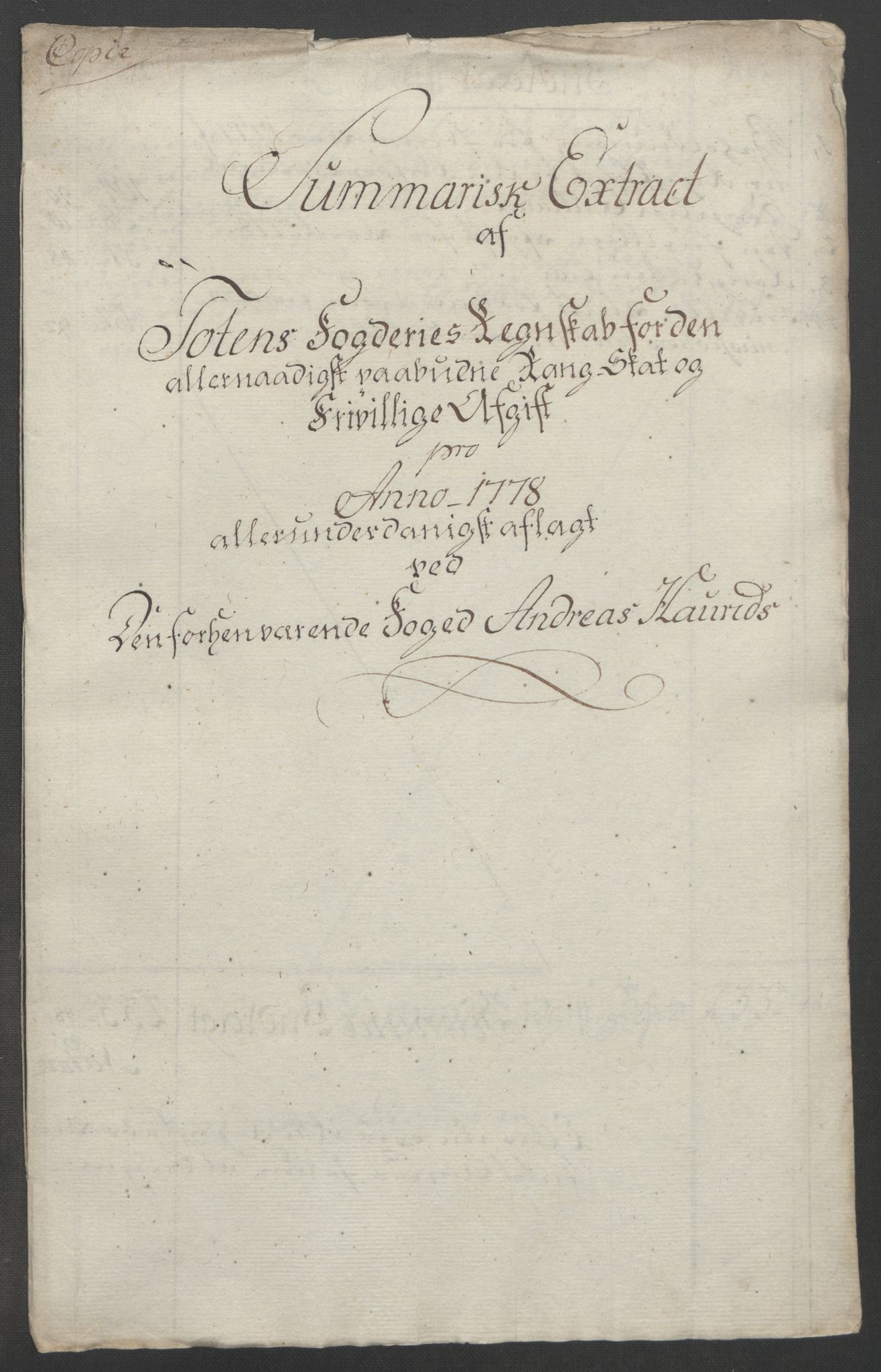 Rentekammeret inntil 1814, Reviderte regnskaper, Fogderegnskap, AV/RA-EA-4092/R19/L1399: Fogderegnskap Toten, Hadeland og Vardal, 1762-1783, p. 468