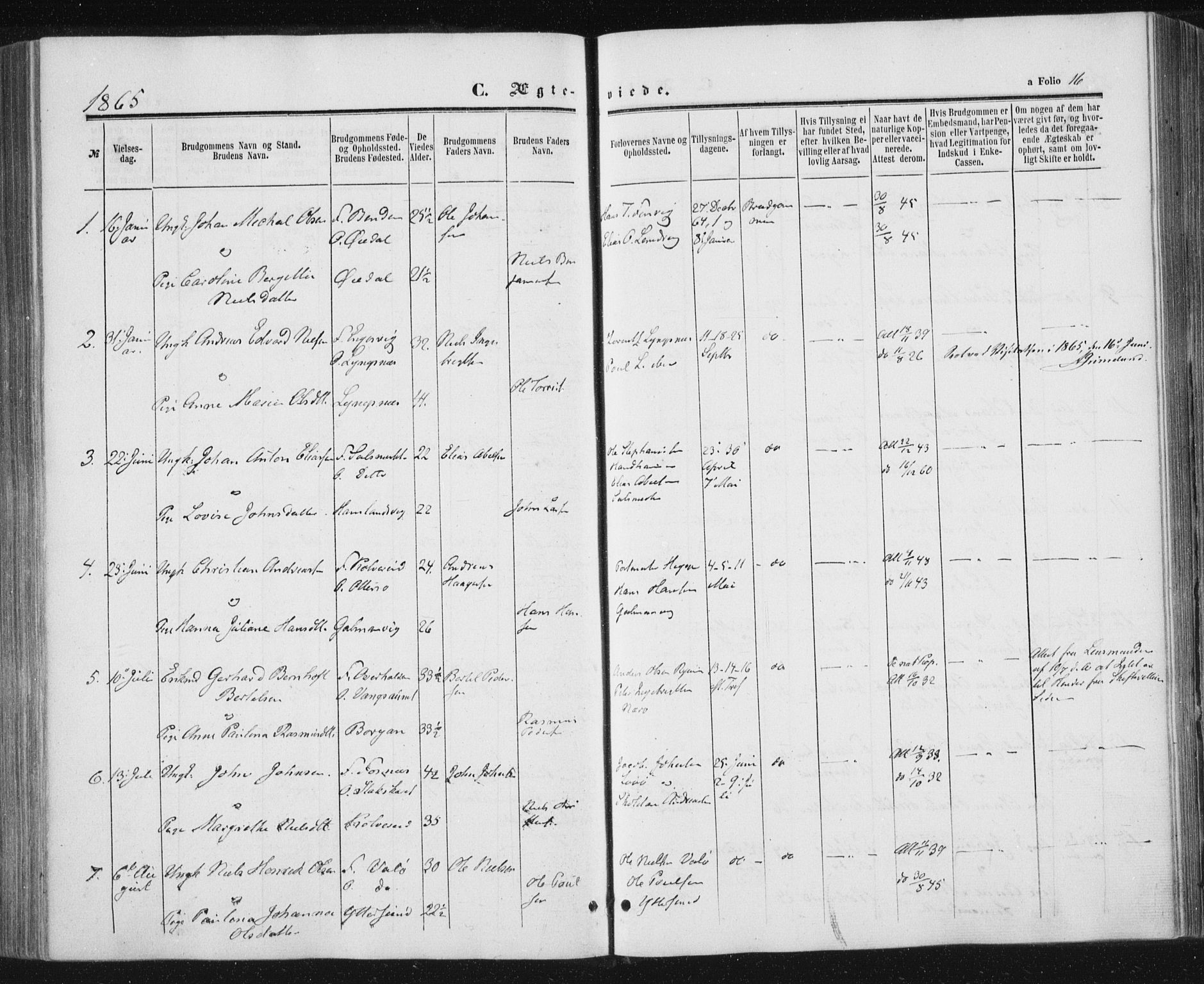 Ministerialprotokoller, klokkerbøker og fødselsregistre - Nord-Trøndelag, SAT/A-1458/784/L0670: Parish register (official) no. 784A05, 1860-1876, p. 16