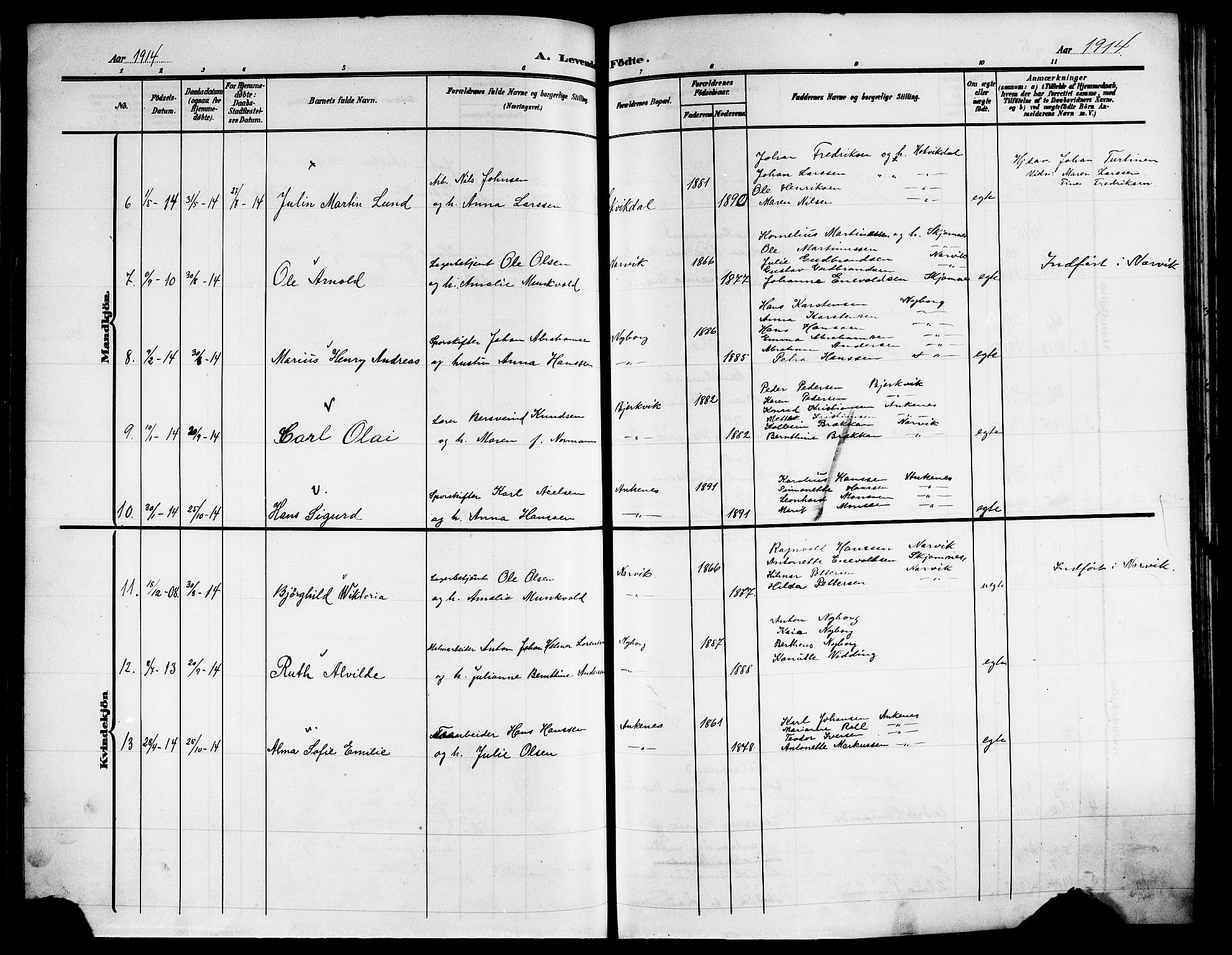 Ministerialprotokoller, klokkerbøker og fødselsregistre - Nordland, SAT/A-1459/866/L0954: Parish register (copy) no. 866C03, 1905-1923