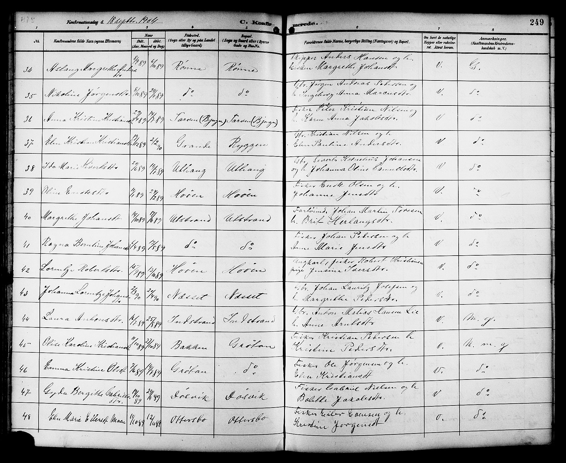 Ministerialprotokoller, klokkerbøker og fødselsregistre - Sør-Trøndelag, SAT/A-1456/659/L0746: Parish register (copy) no. 659C03, 1893-1912, p. 249
