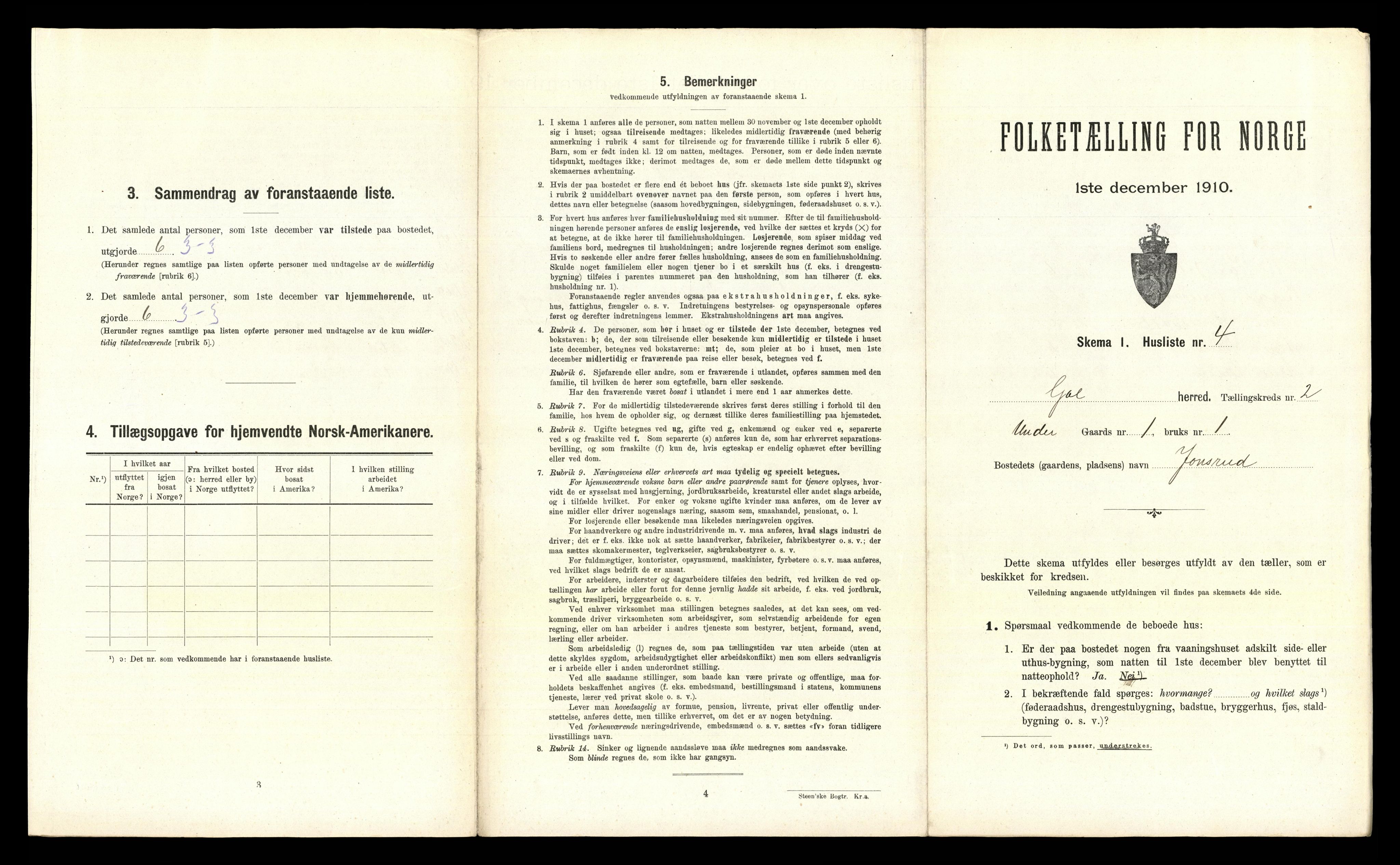 RA, 1910 census for Gol, 1910, p. 110