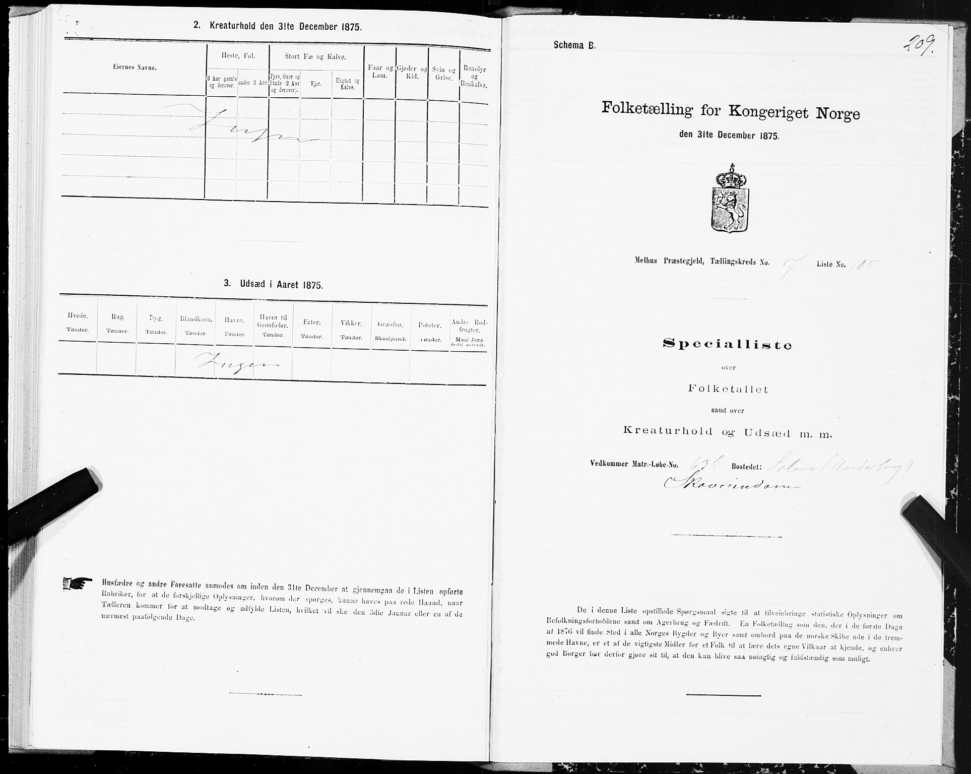 SAT, 1875 census for 1653P Melhus, 1875, p. 5209