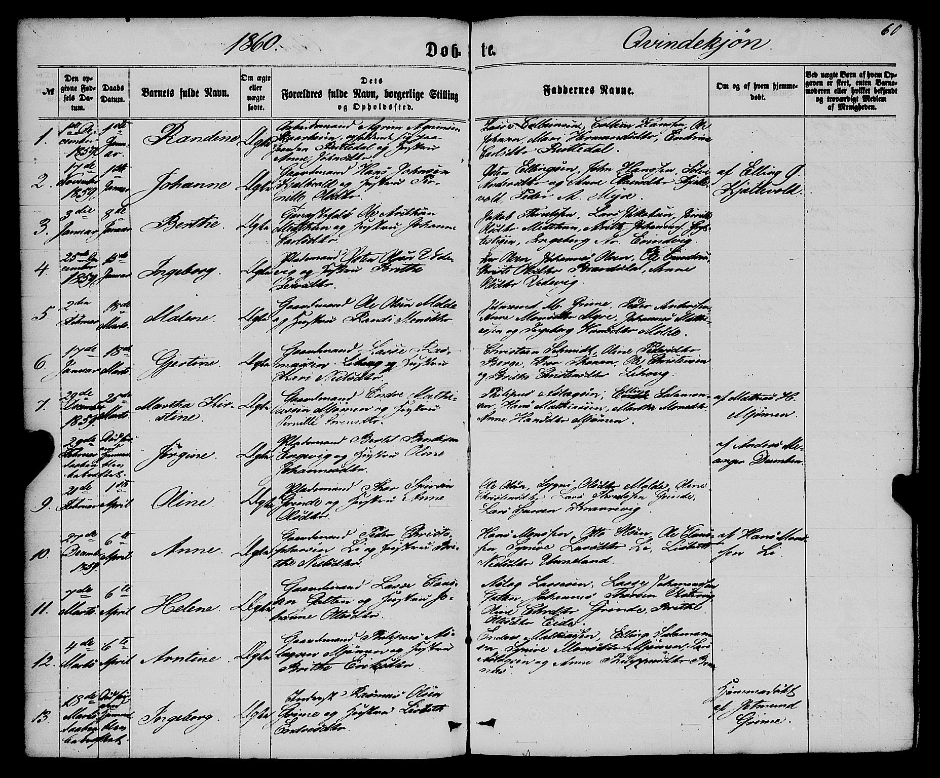 Gulen sokneprestembete, AV/SAB-A-80201/H/Haa/Haaa/L0022: Parish register (official) no. A 22, 1859-1869, p. 60